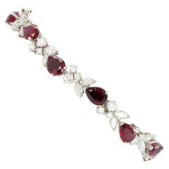 Retro Elegant Ruby and Diamond Bracelet by Gübelin in 18 Karat White Gold