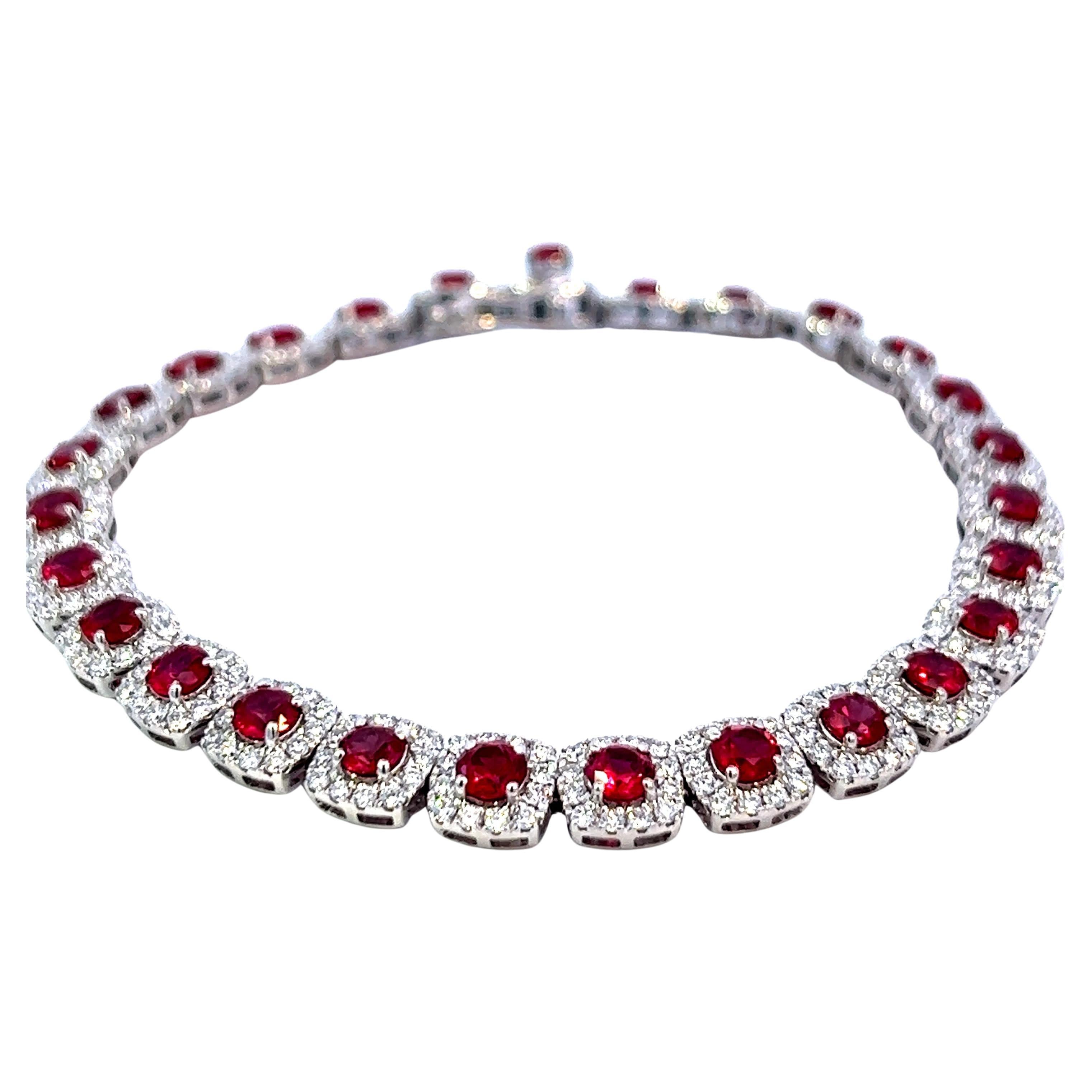 Elegante Pulsera de Rubíes y Diamantes