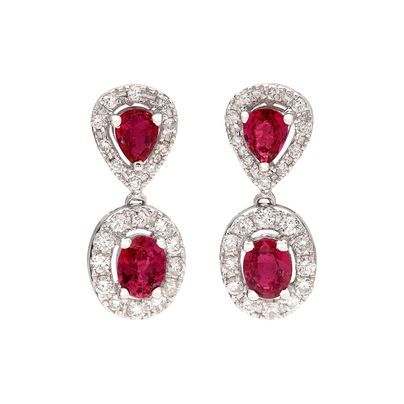 Elegant Ruby and Diamond Drop Earrings