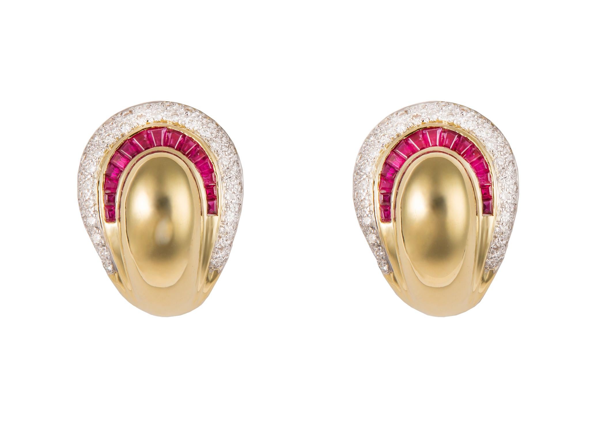 Contemporary Elegant Ruby and Diamond Earrings