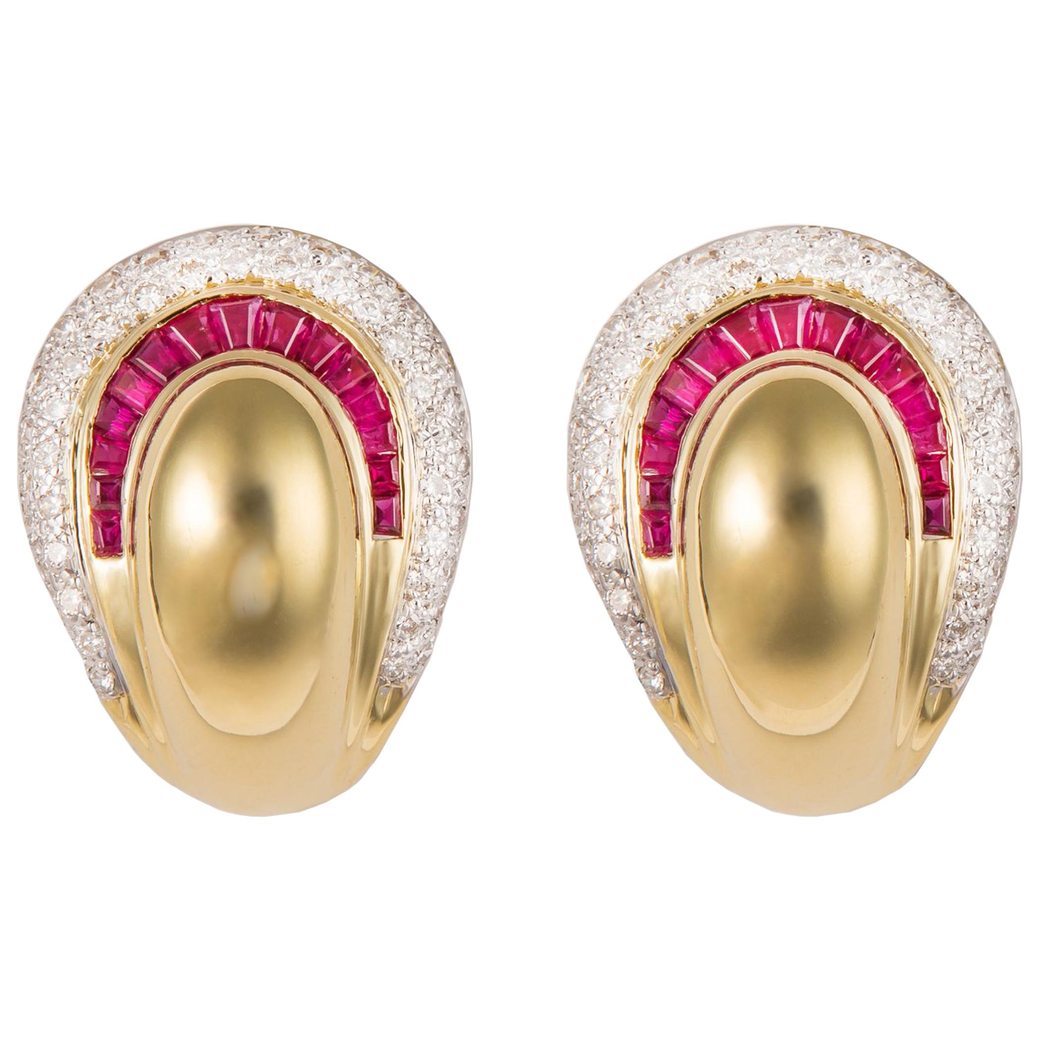 Elegant Ruby and Diamond Earrings