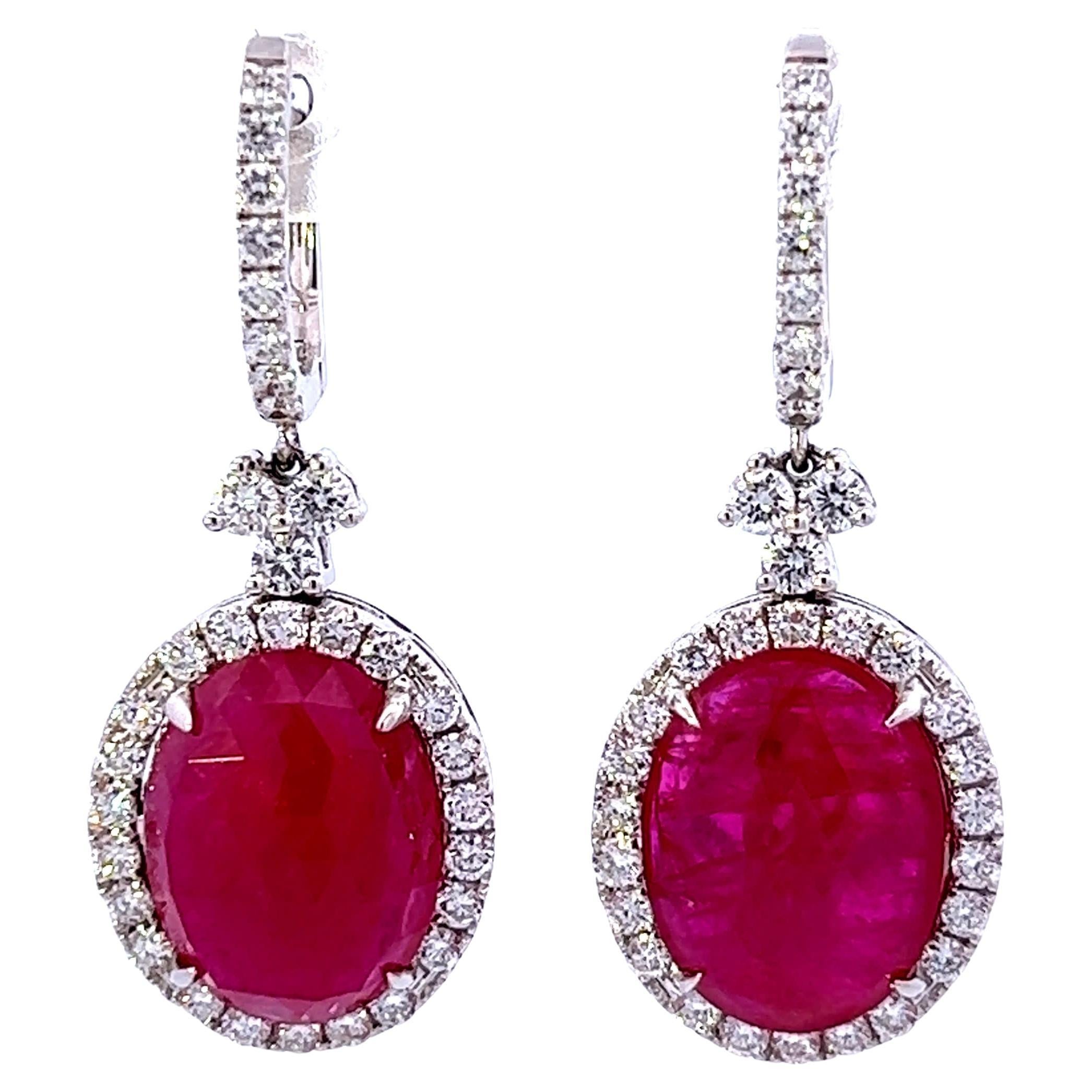 Elegant Ruby and Diamond Earrings For Sale