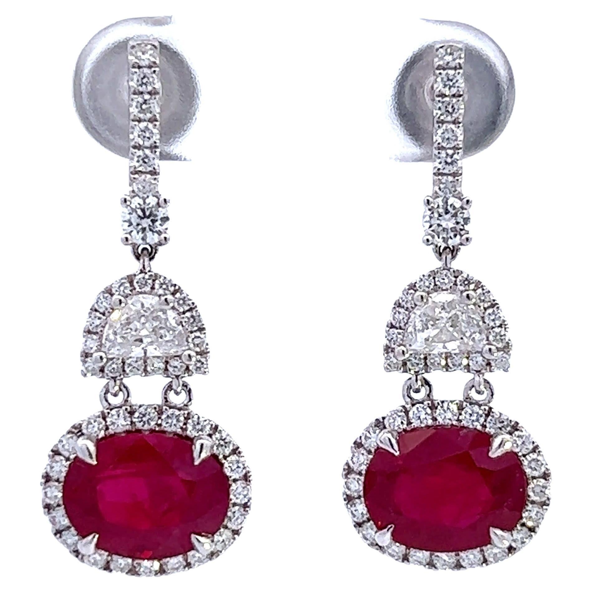 Elegant Ruby and Diamond Earrings