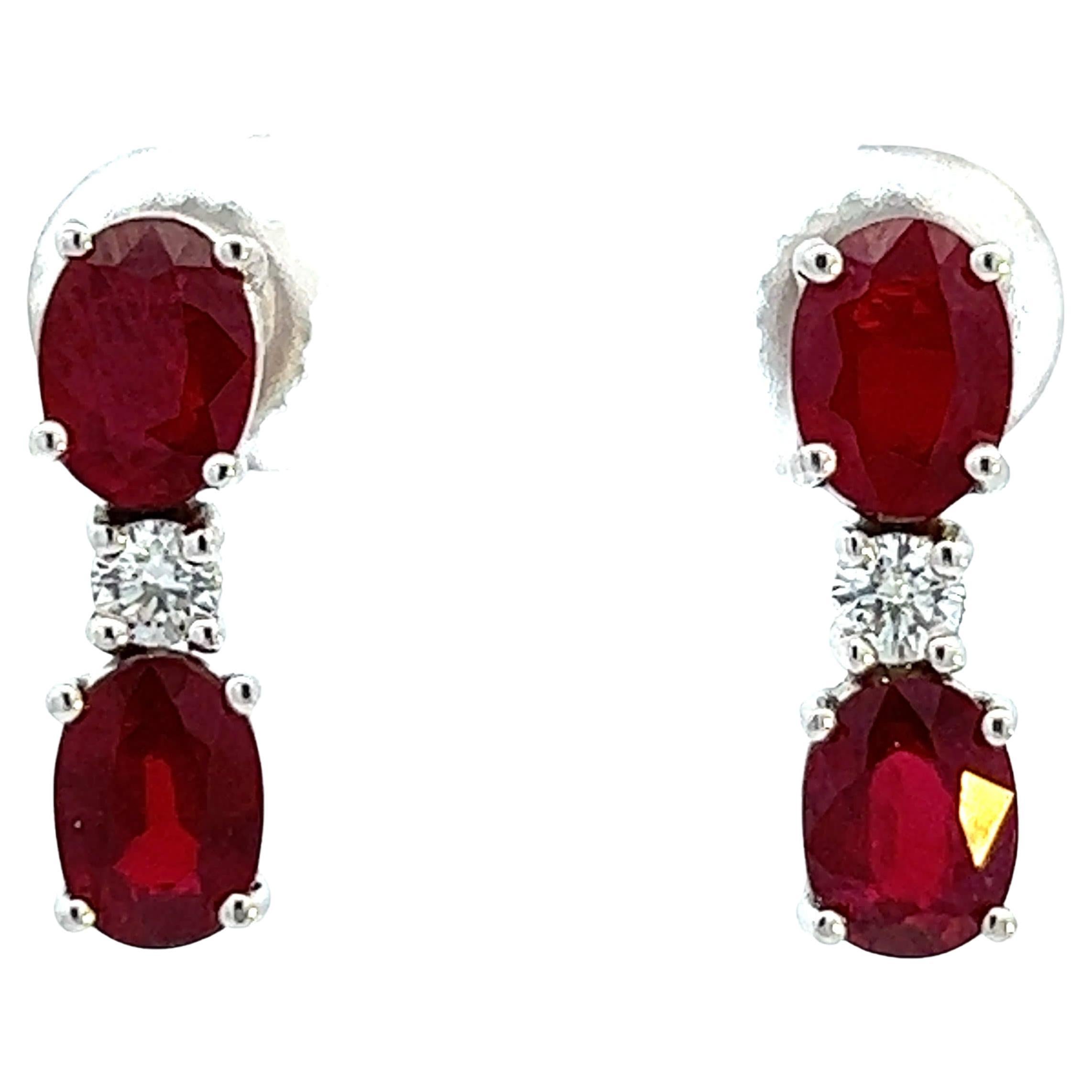 Elegant Ruby and Diamond Earrings