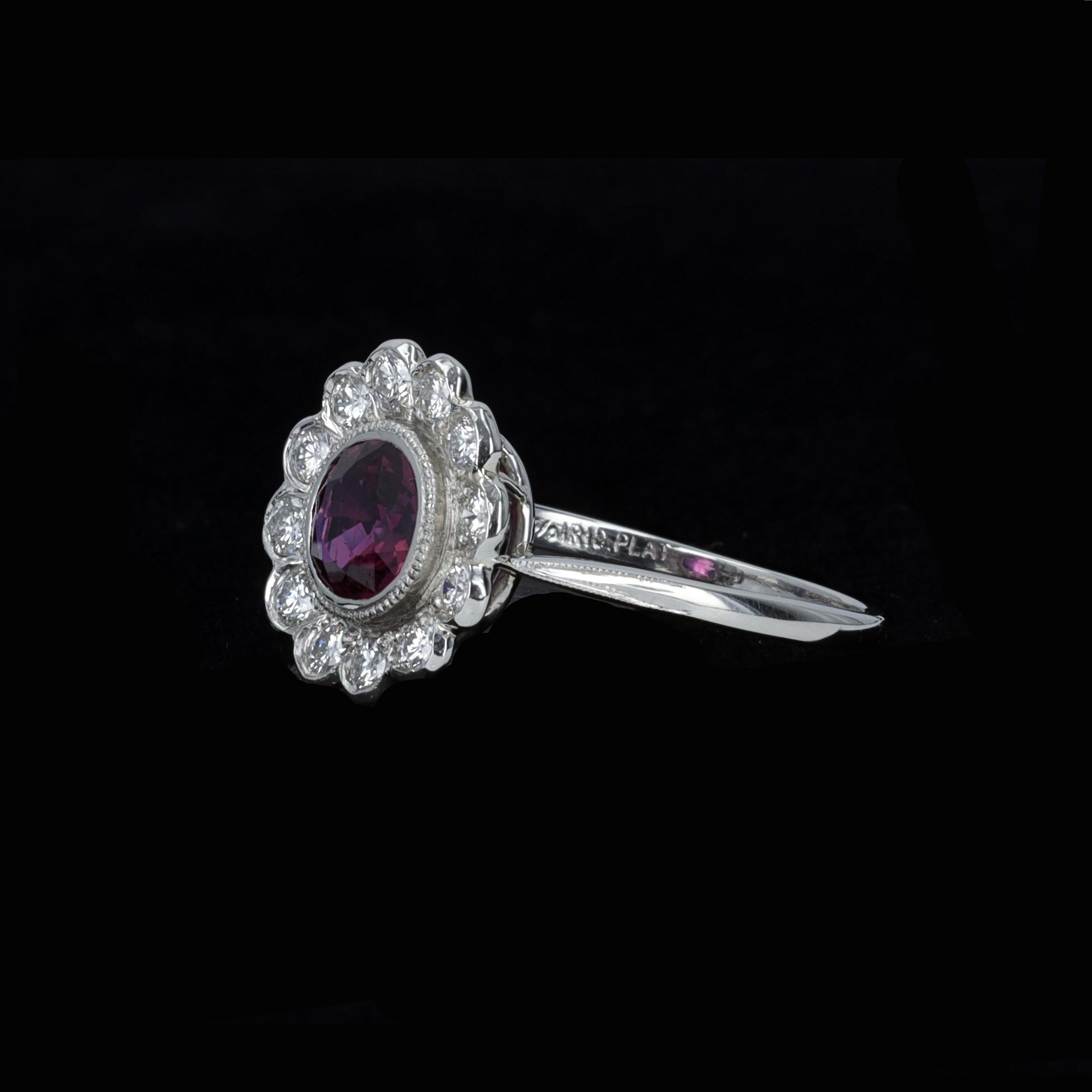 Round Cut Elegant Ruby and Diamond Flower Ring For Sale
