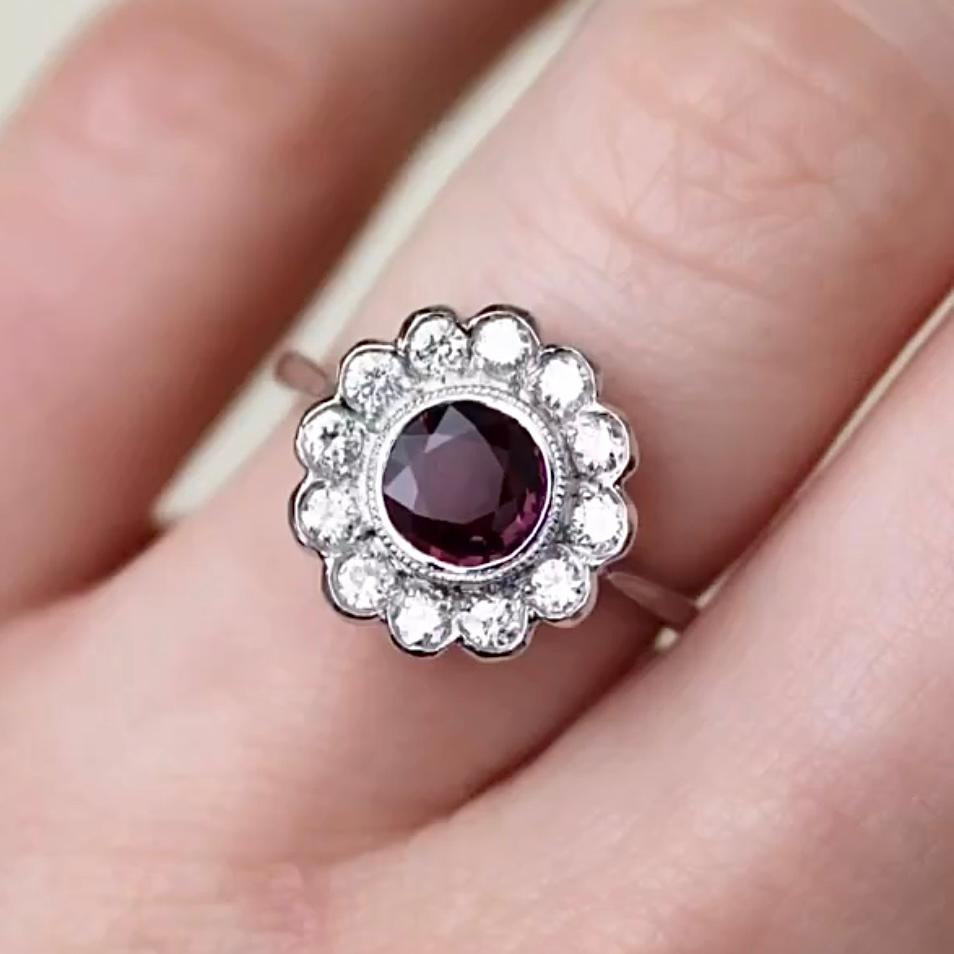 Women's Elegant Ruby and Diamond Flower Ring For Sale