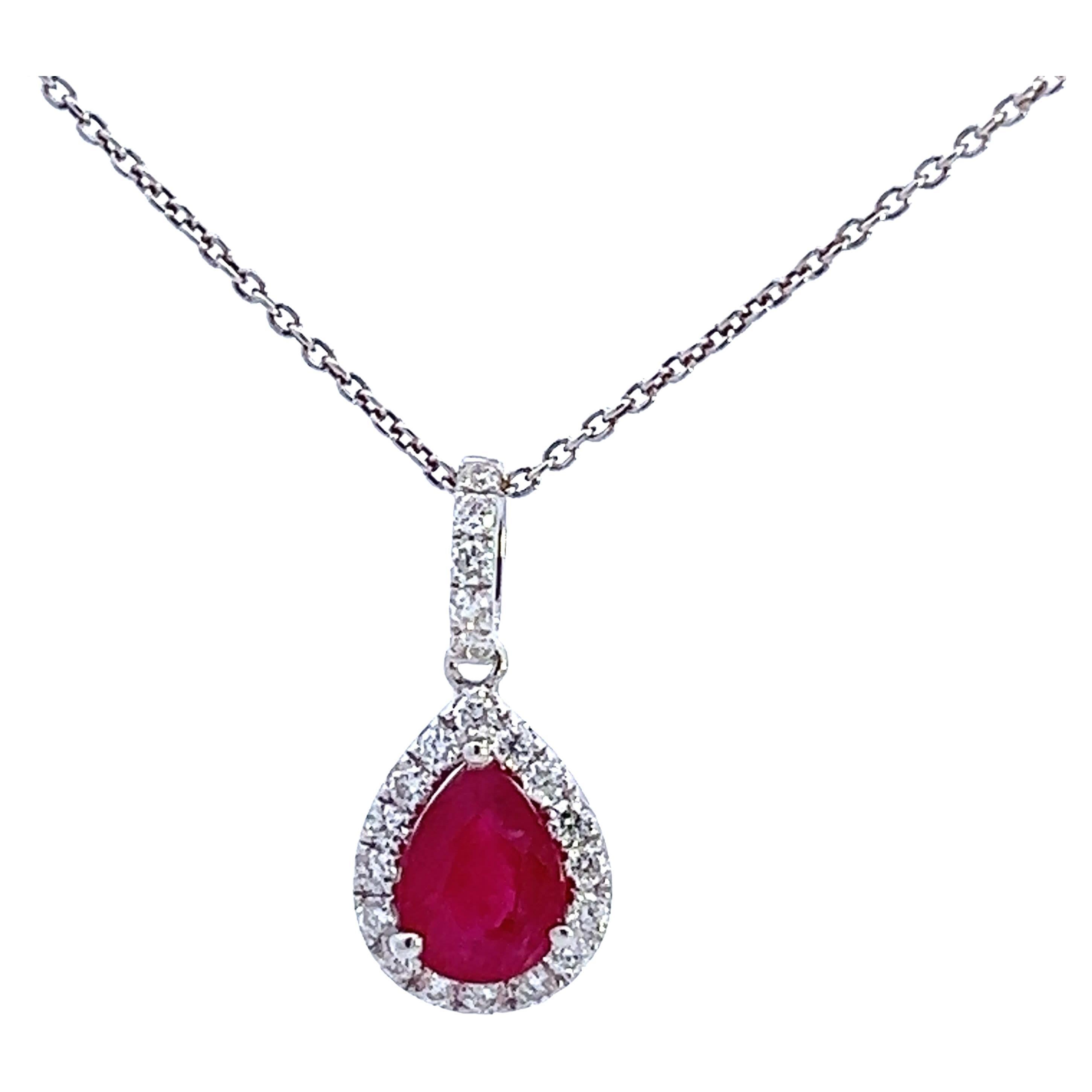 Elegant Ruby and Diamond Pendant For Sale