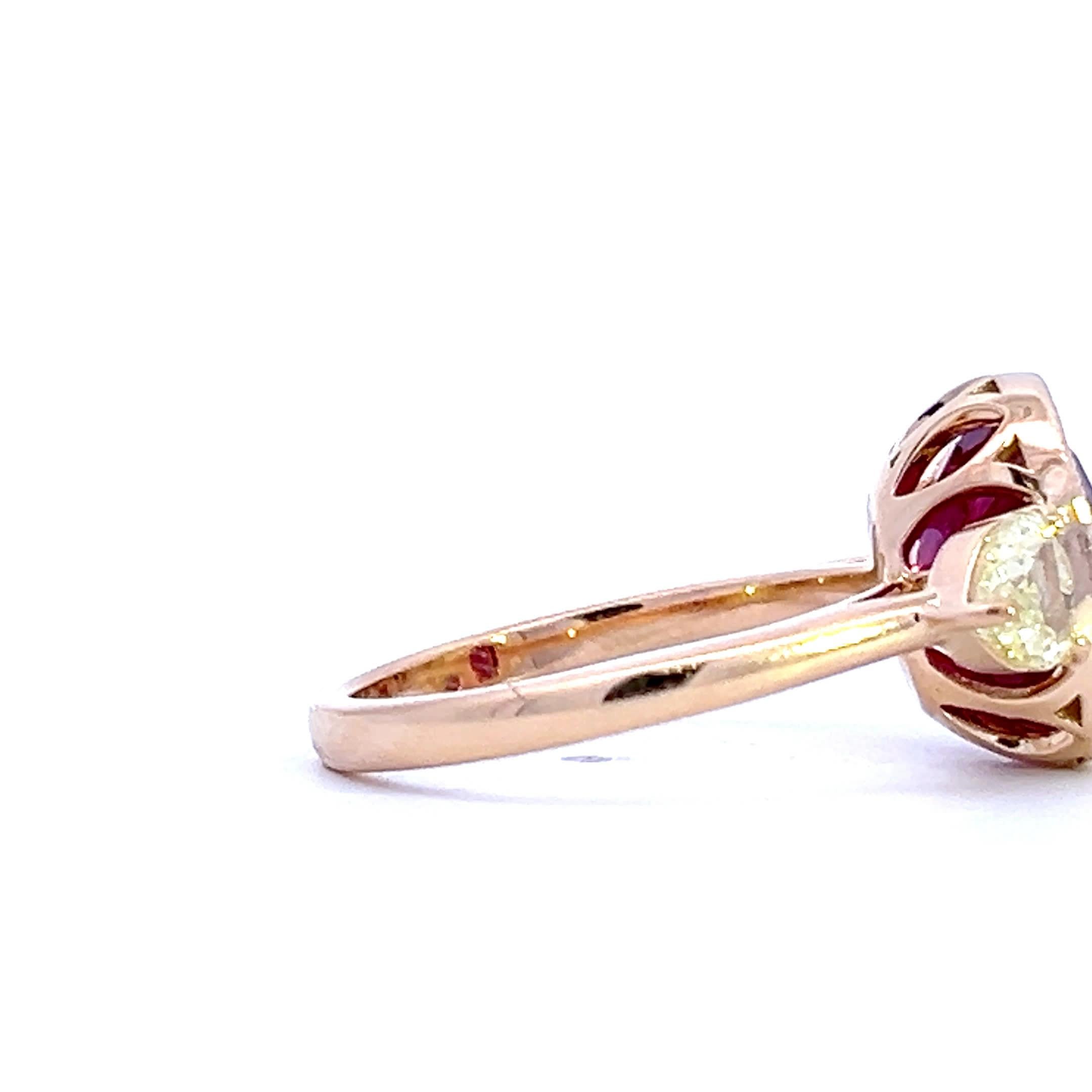 Ring mit elegantem Rubin und Diamant Damen im Angebot