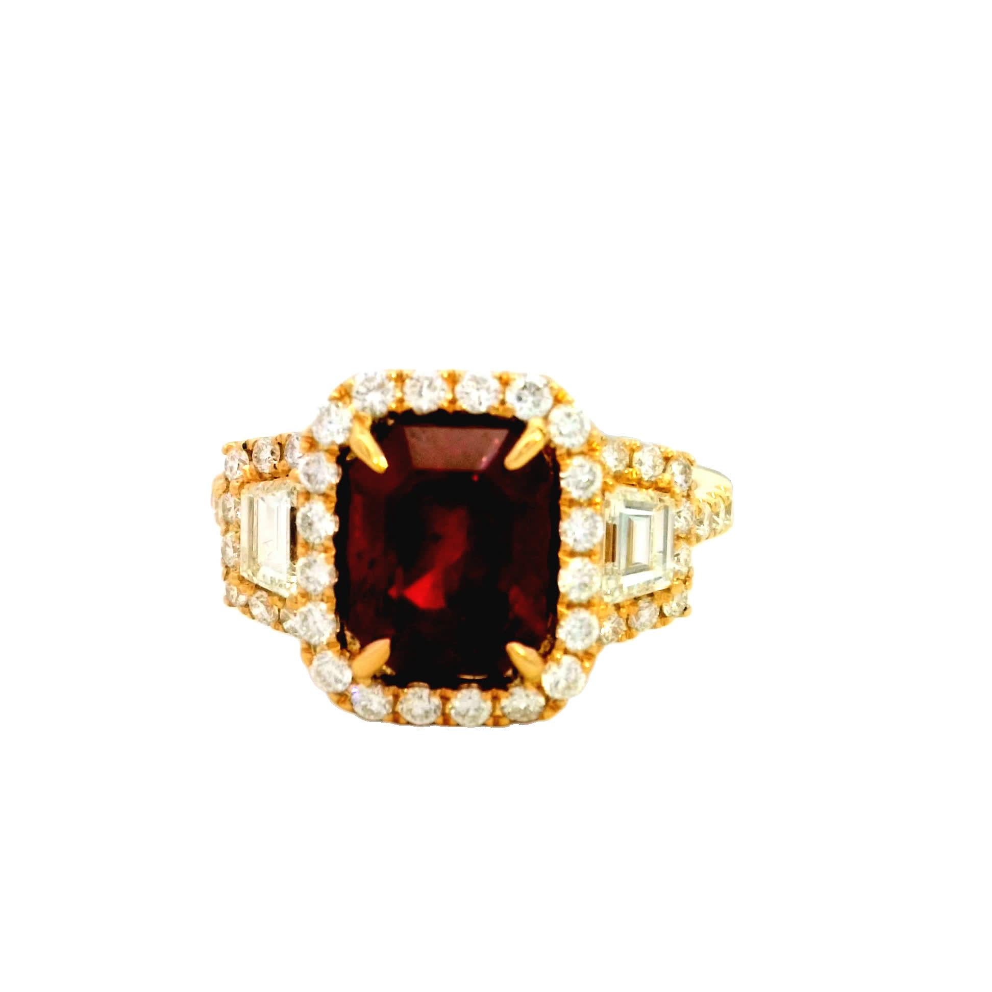 Elegante anello con rubino e diamanti in vendita 1