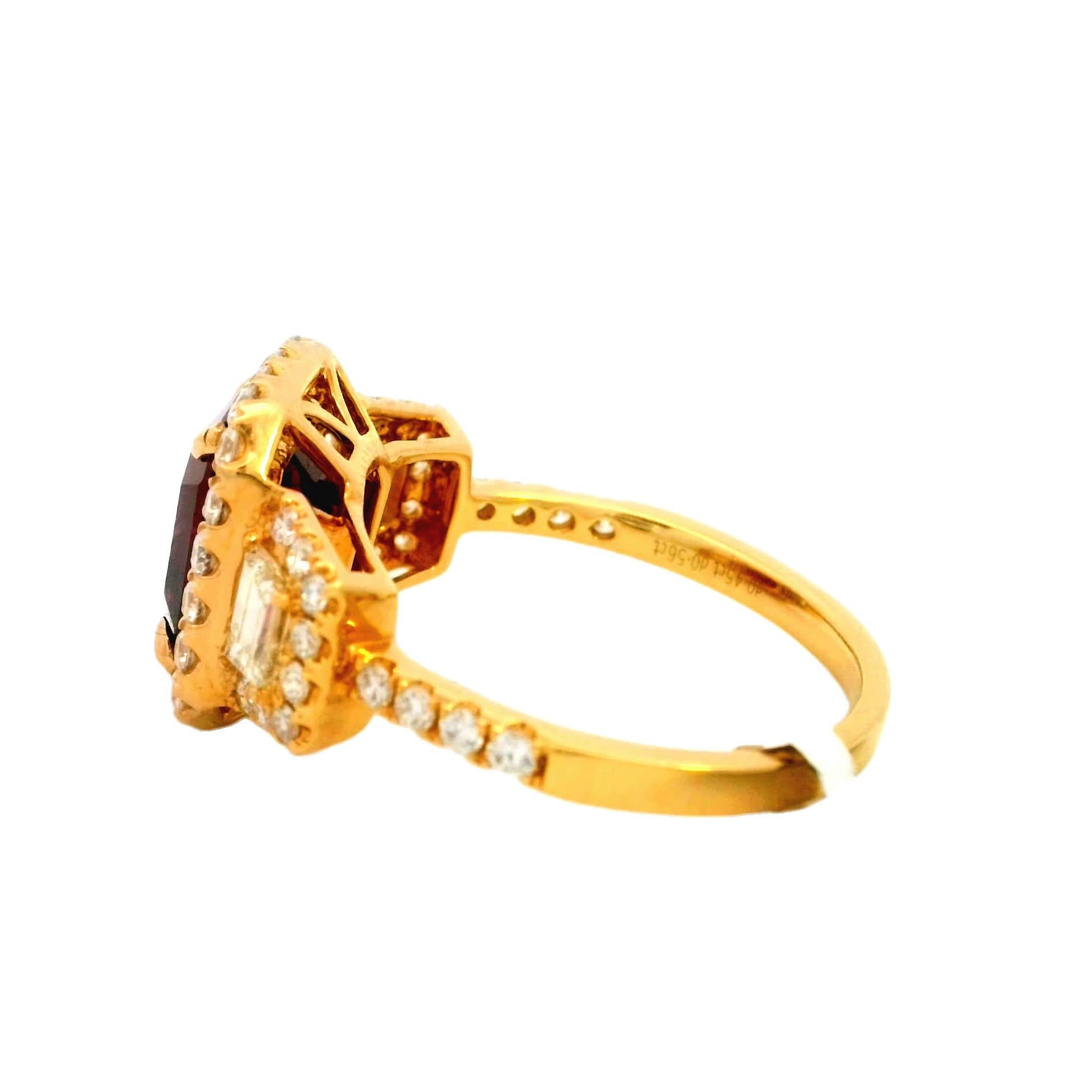 Elegante anello con rubino e diamanti in vendita 2
