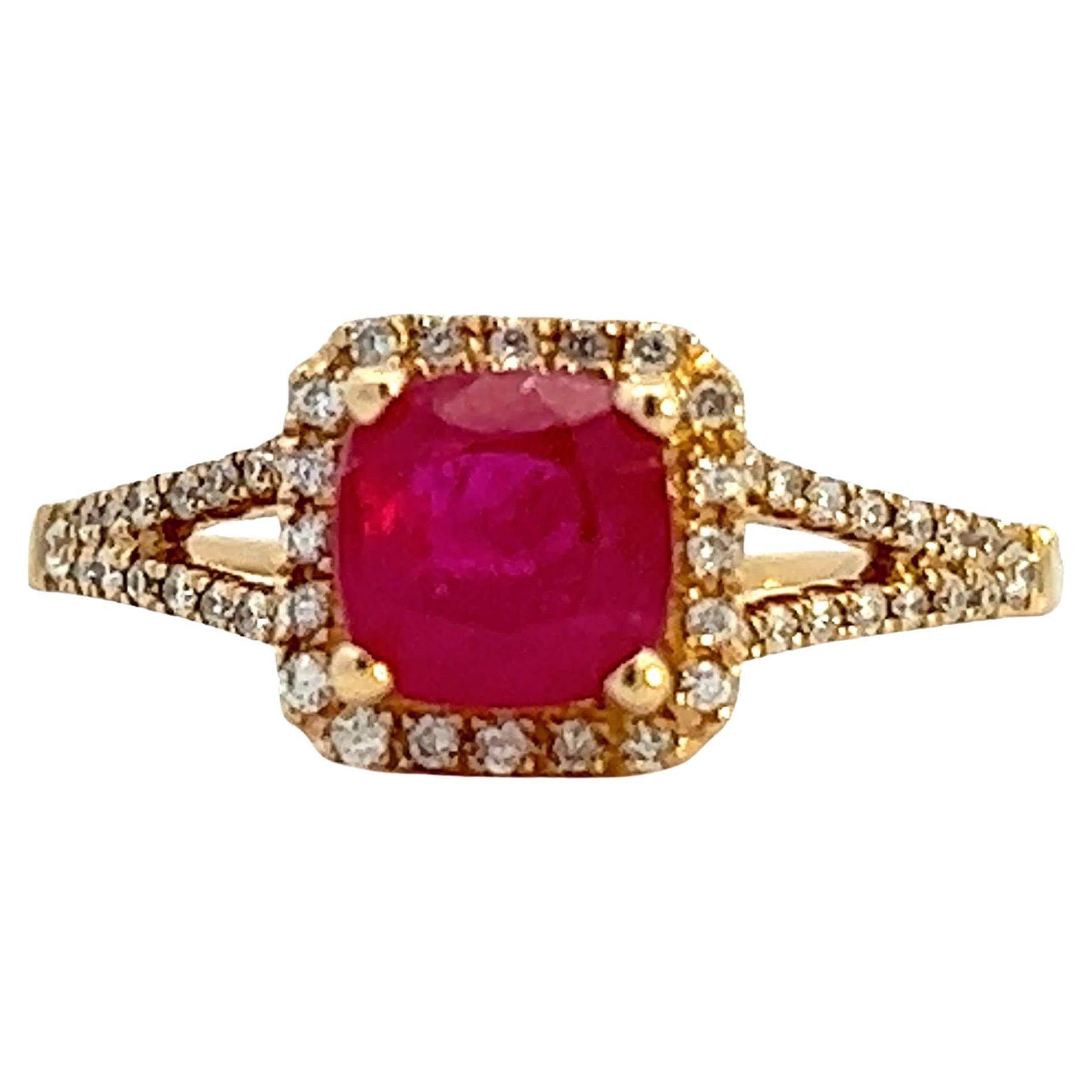 Bague élégante en rubis et diamants