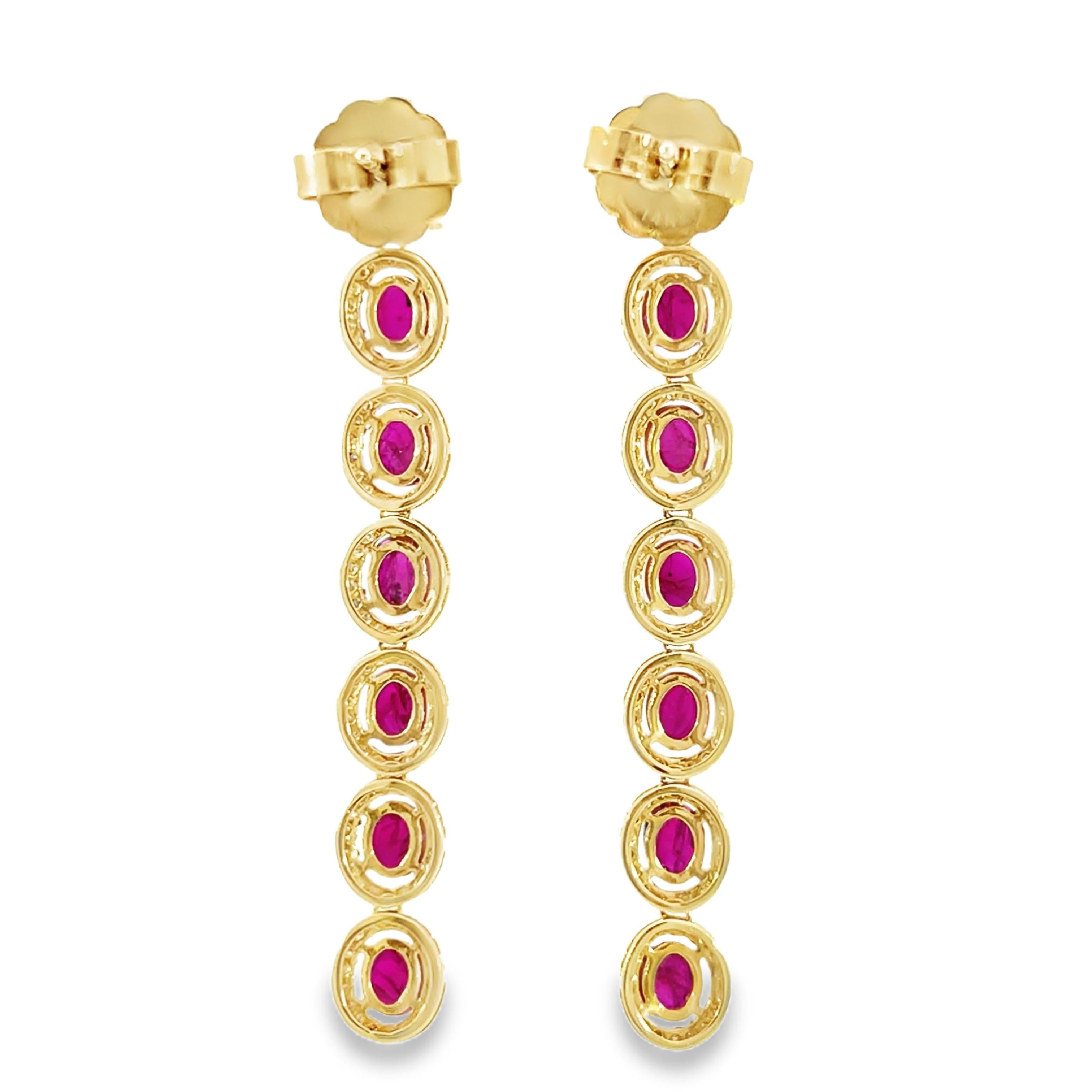 Donna Eleganti orecchini a goccia in rubino e dimond in vendita