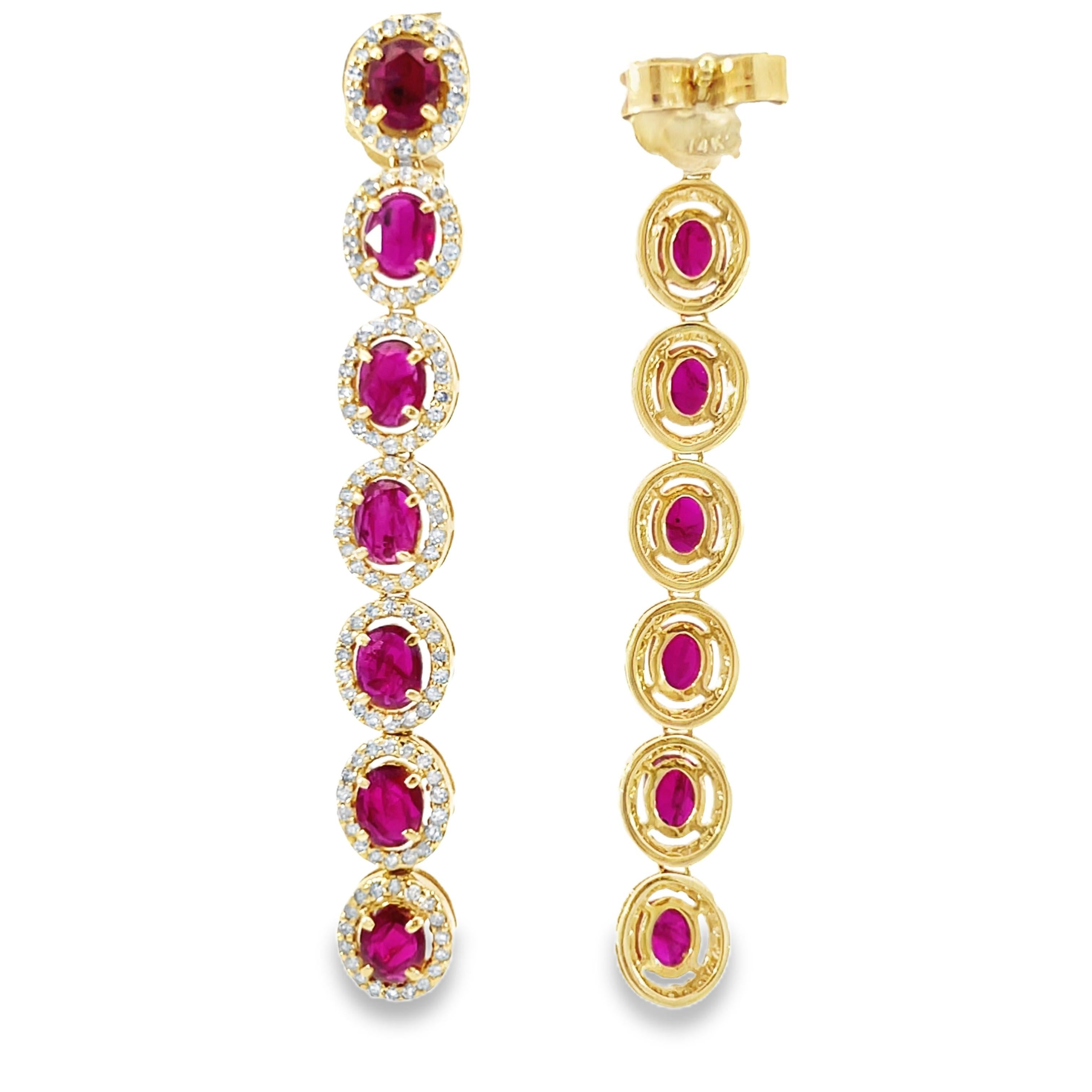 Eleganti orecchini a goccia in rubino e dimond in vendita 1