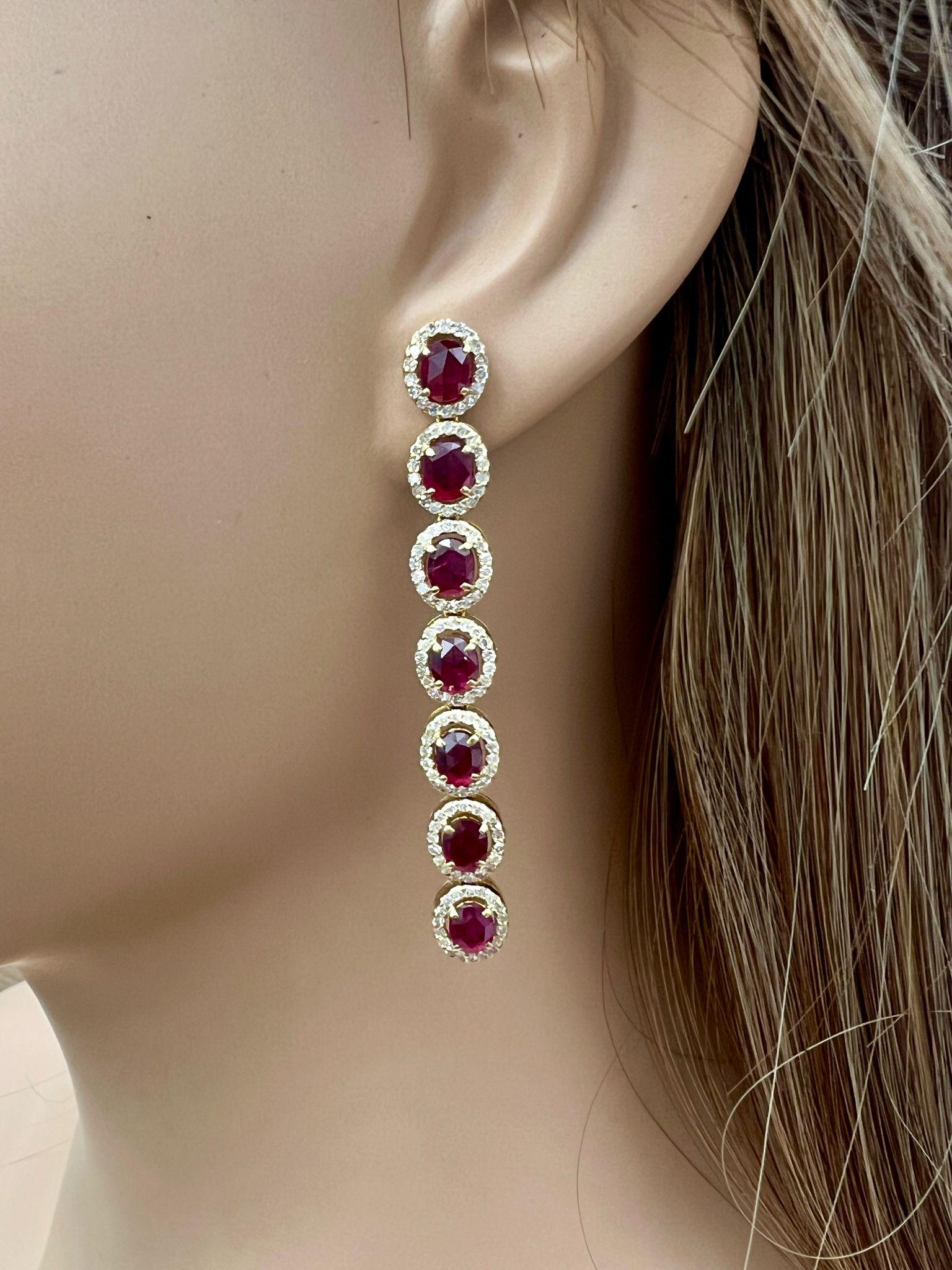 Eleganti orecchini a goccia in rubino e dimond in vendita 2
