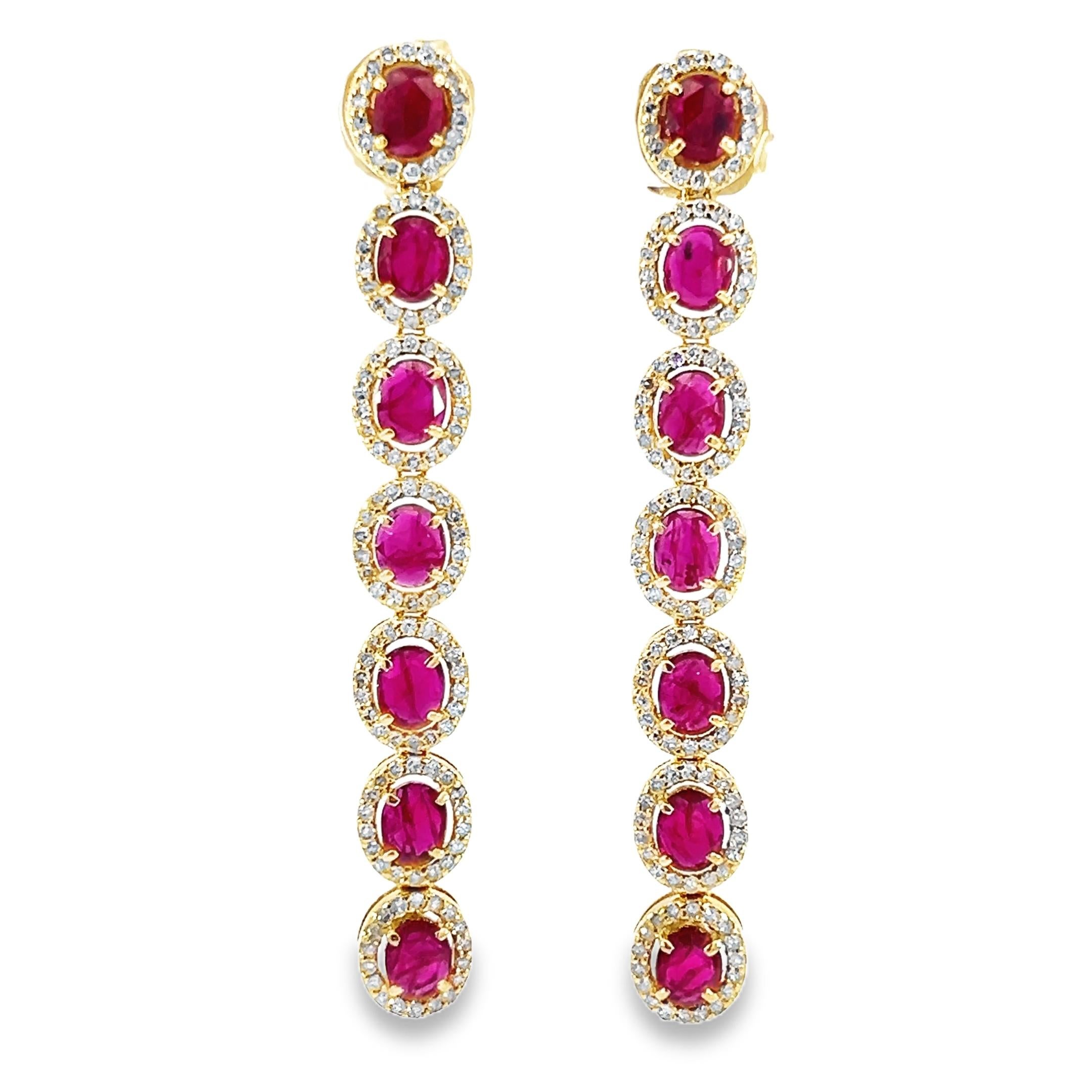 Elegante Tropfenohrringe aus Rubin und Dimond