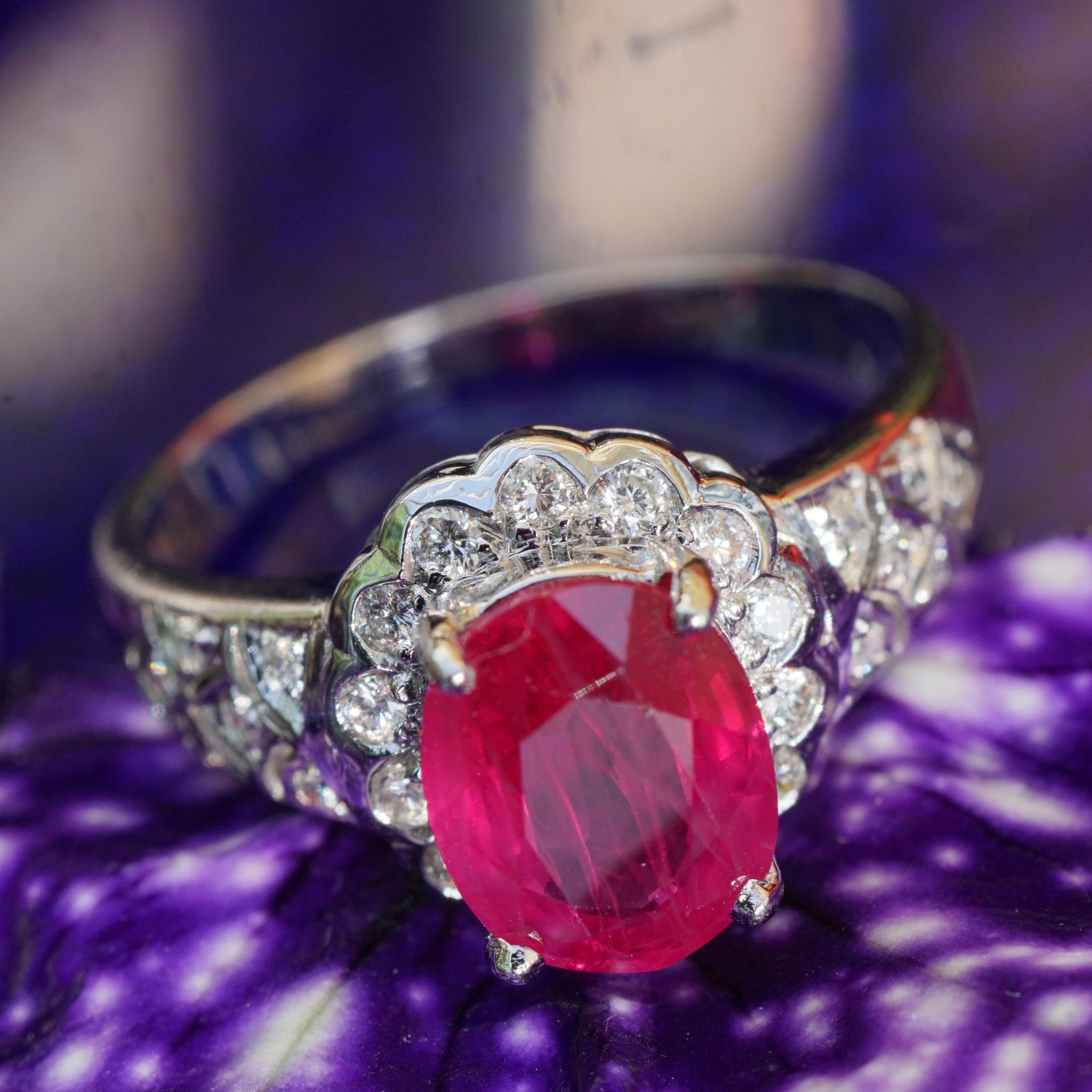 Modern Elegant Ruby Brilliant Ring White Gold 1.60 Ct 0.25 Ct What a Great Present