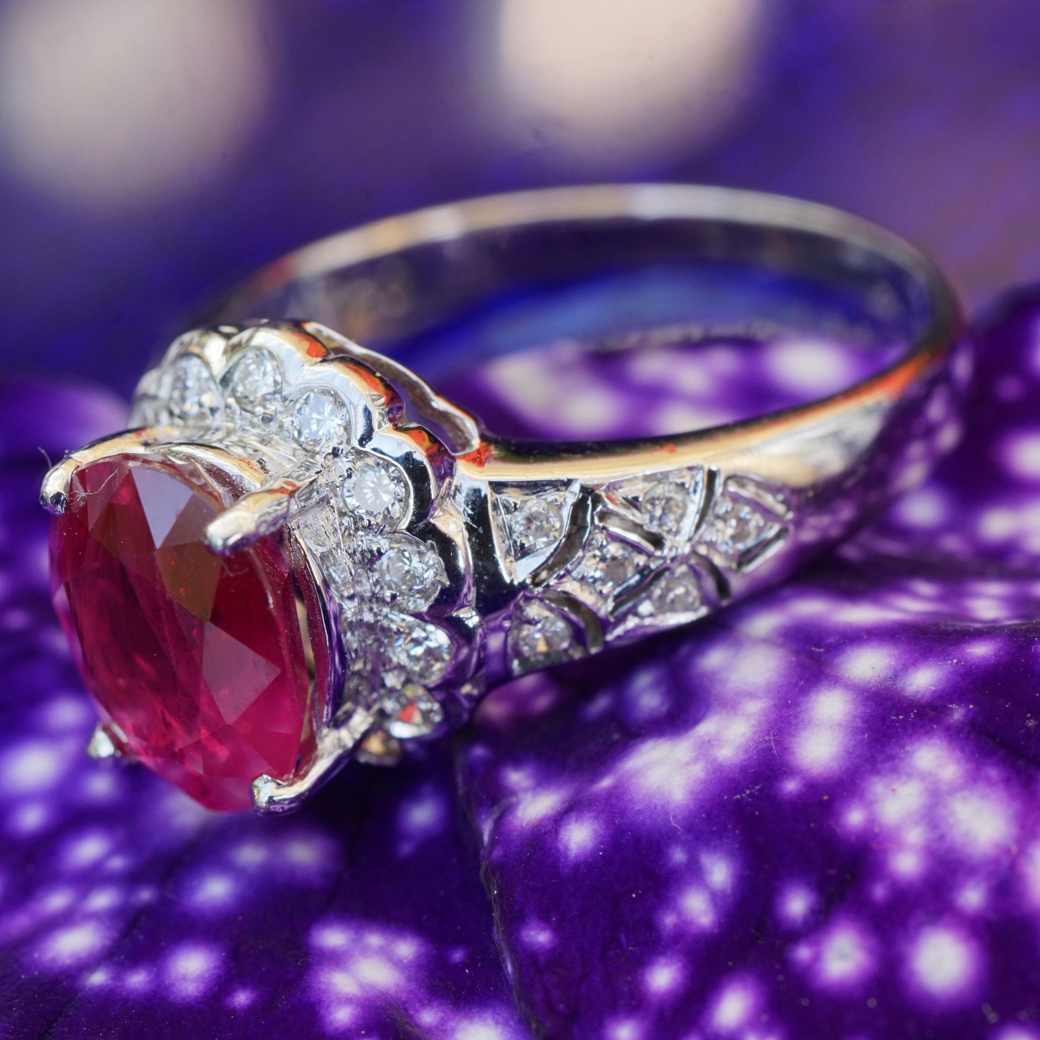 Brilliant Cut Elegant Ruby Brilliant Ring White Gold 1.60 Ct 0.25 Ct What a Great Present