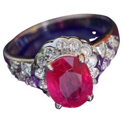 Elegant Ruby Brilliant Ring White Gold 1.60 Ct 0.25 Ct What a Great Present