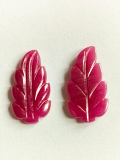 Elegant 21.75 Carat Ruby Carving Leaf Shape Pair Loose Gemstone