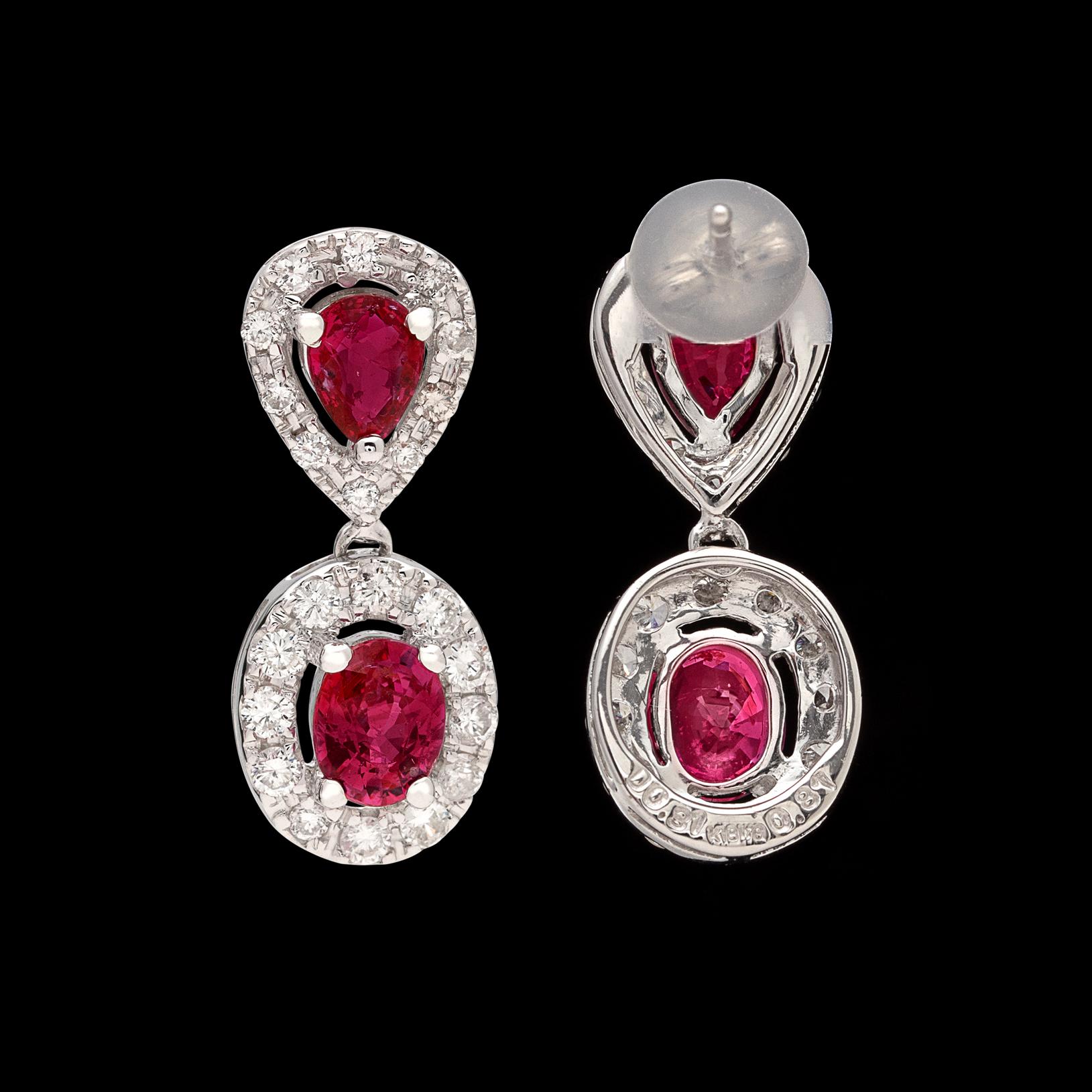 Women's Elegant Ruby and Diamond Drop Earrings