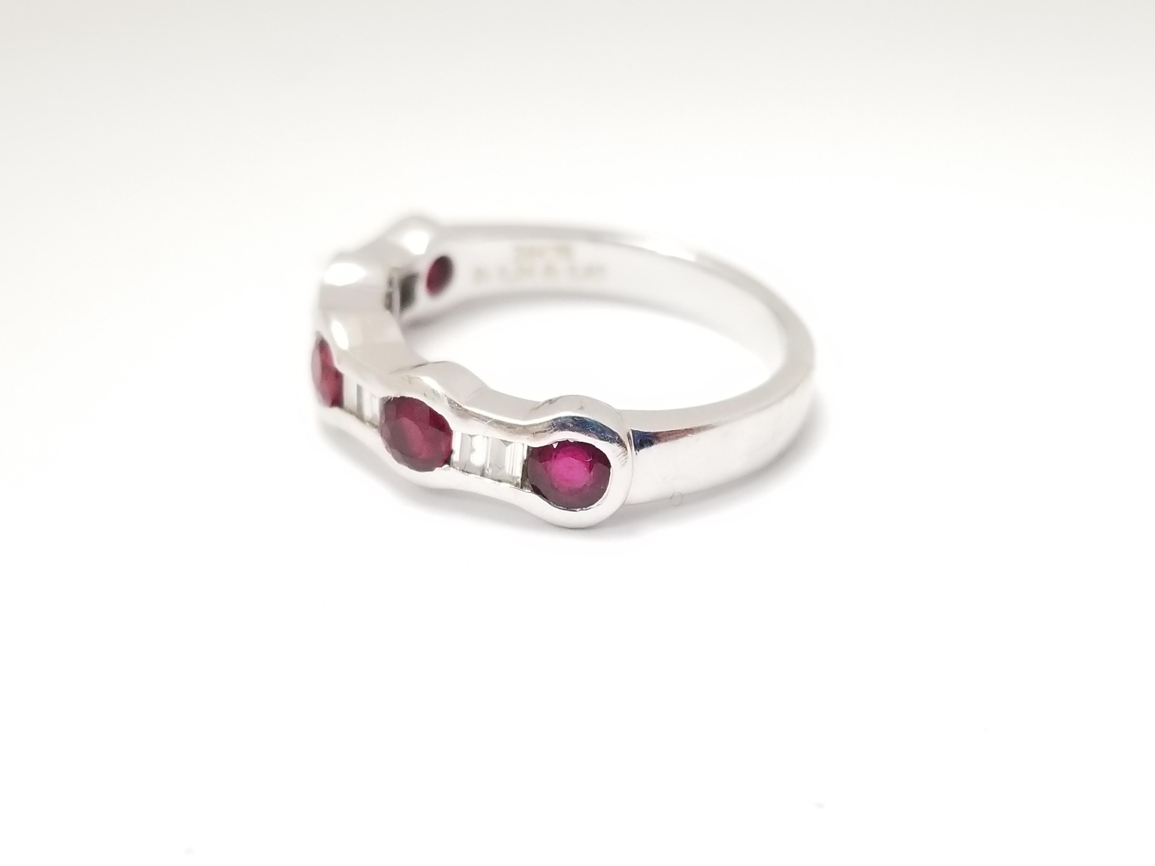 Round Cut Elegant Ruby Diamond Ring 18 Karat White Gold For Sale