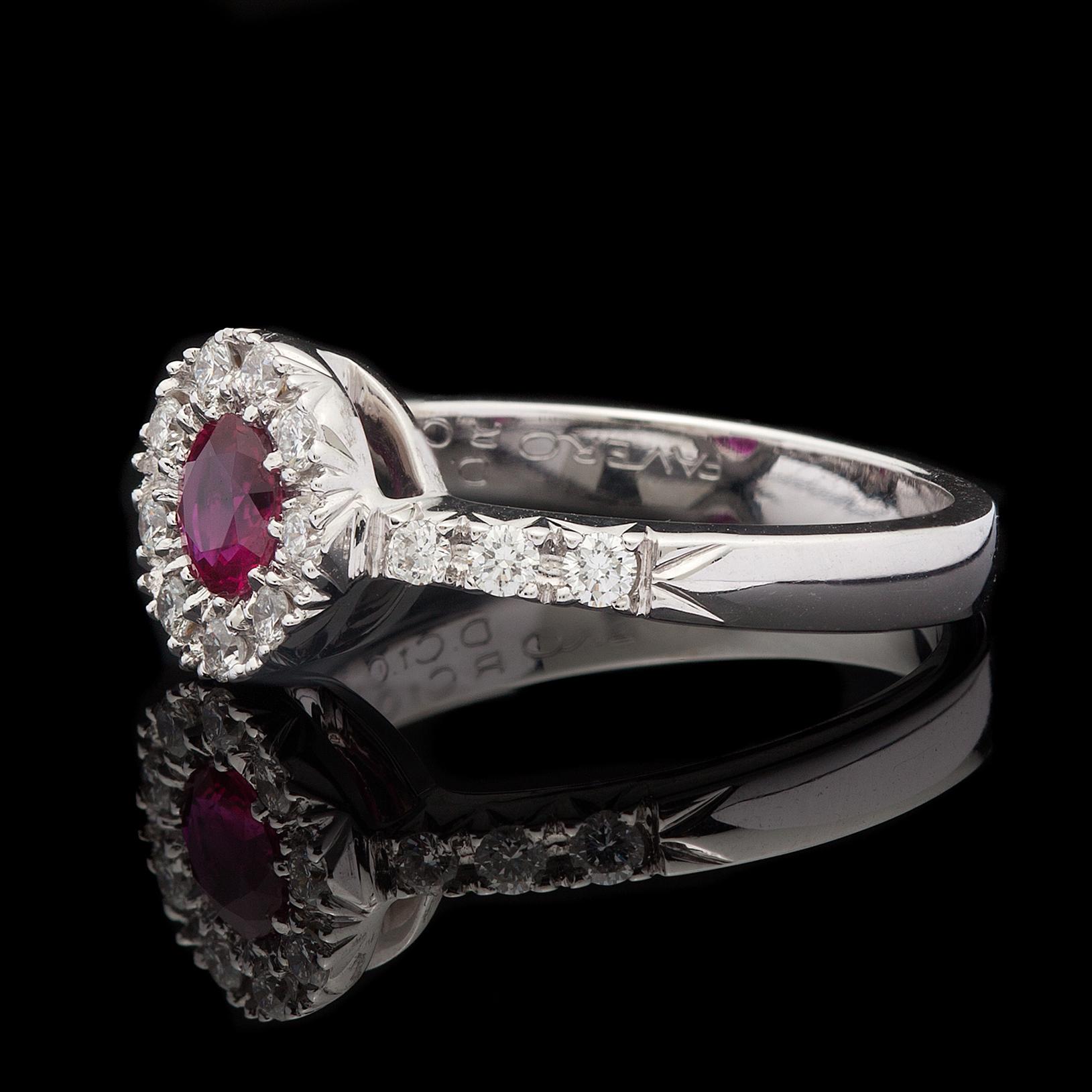 Round Cut Elegant Ruby and Diamond Ring For Sale