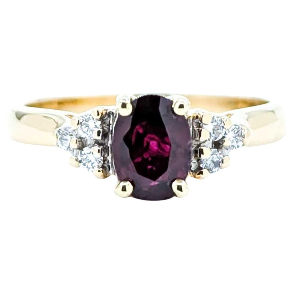 Elegant Ruby & Diamond Ring in 14k Yellow Gold