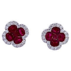 Elegant Ruby Flower Earrings
