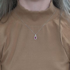 Elegant Ruby Pendant with Earth Mined Diamonds: Solid 14K Gold, Oval 7x5mm