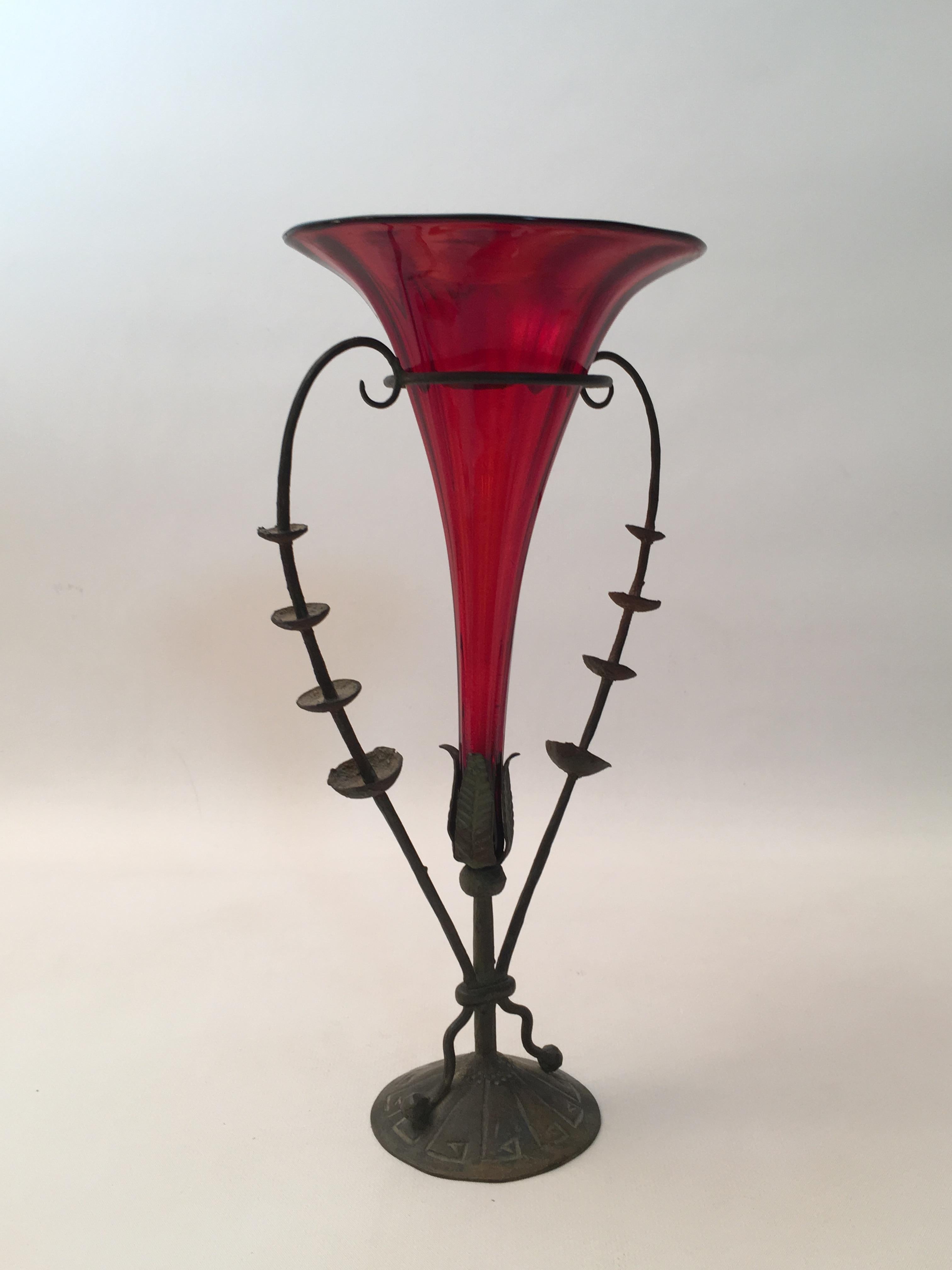 Copper Elegant Ruby Red Vittorio Zecchin Floraform Epergne