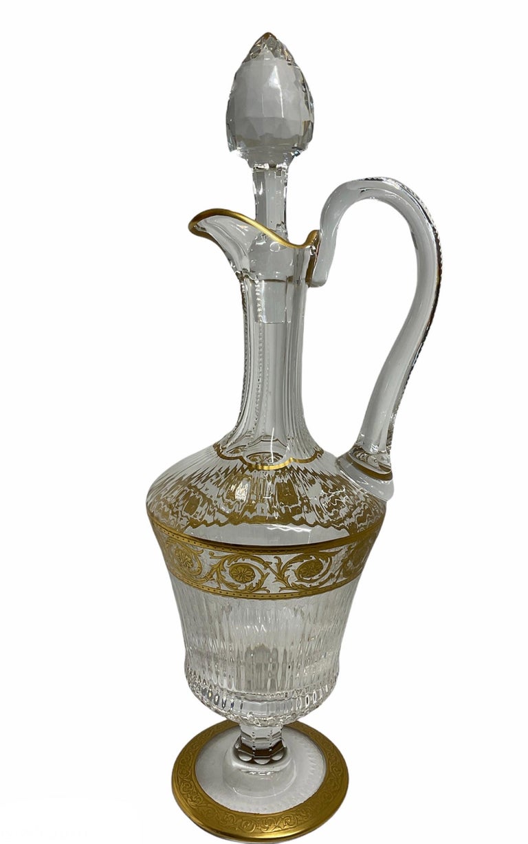 Elegant Saint Louis Crystal Gold Thistle Pattern Set of a Jug and Decanter For Sale 10