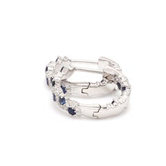 Elegant Sapphire and Diamond Hoop Earrings in 18K White Gold
