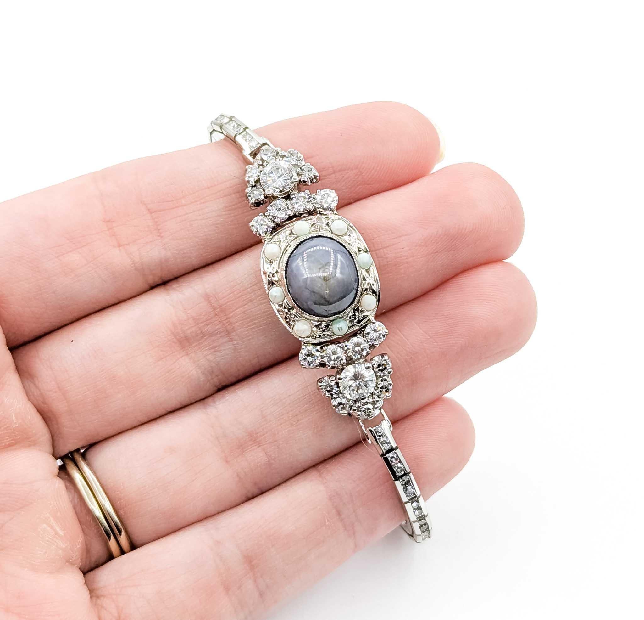 Elegante pulsera de zafiro en 14k Conversión de reloj vintage Retro en venta