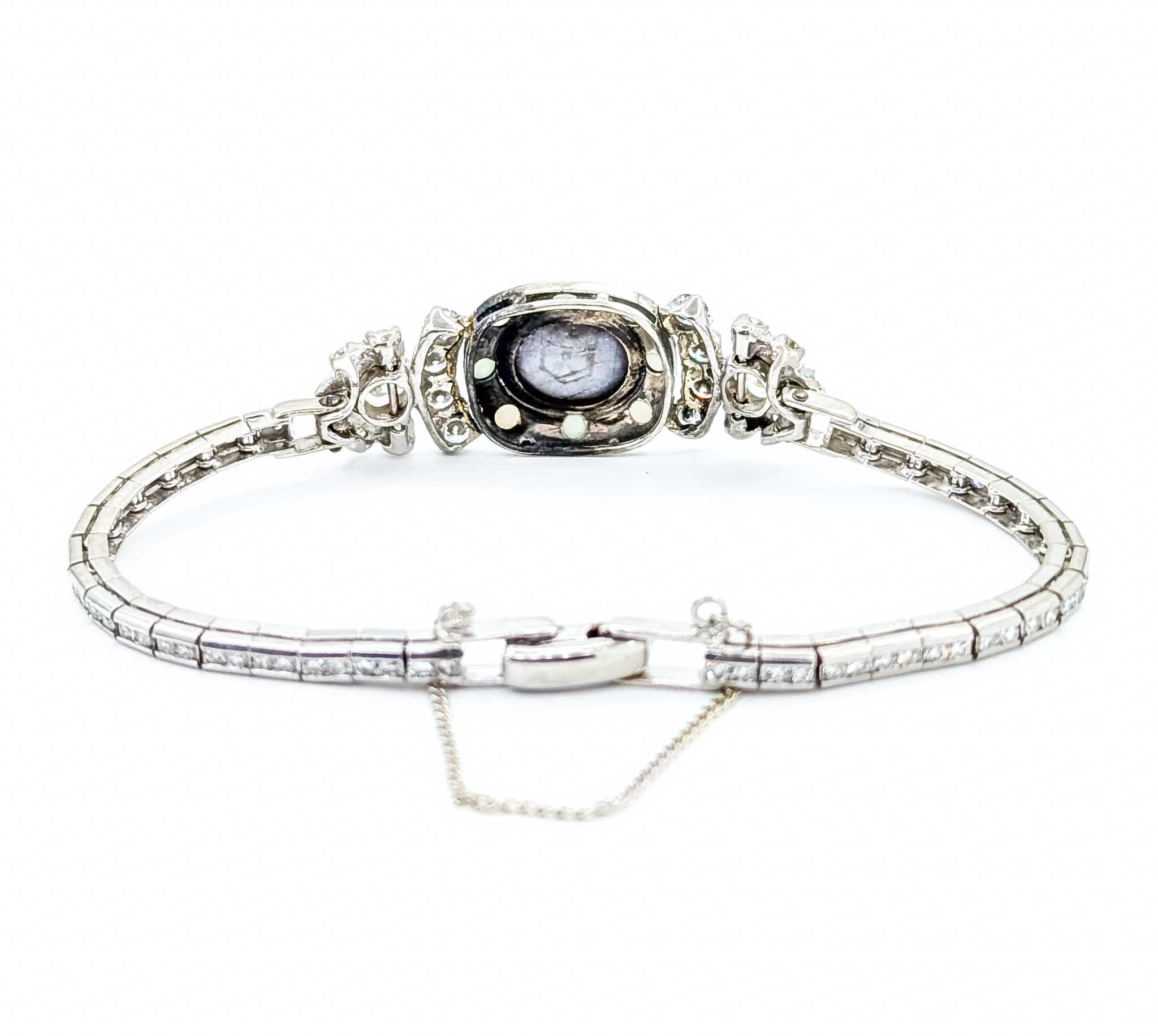 Elegante pulsera de zafiro en 14k Conversión de reloj vintage Cabujón en venta