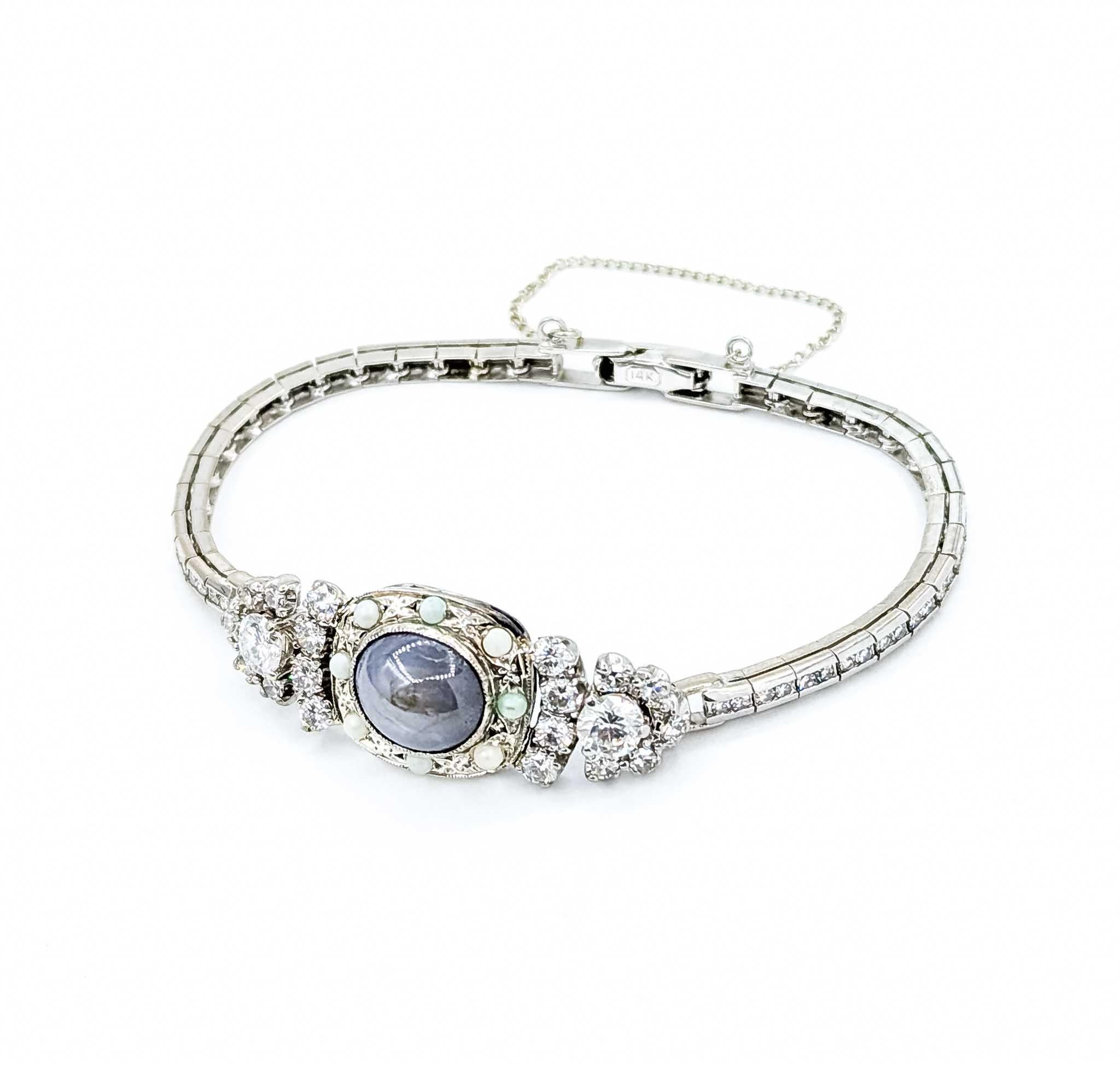 Elegante pulsera de zafiro en 14k Conversión de reloj vintage en venta 1