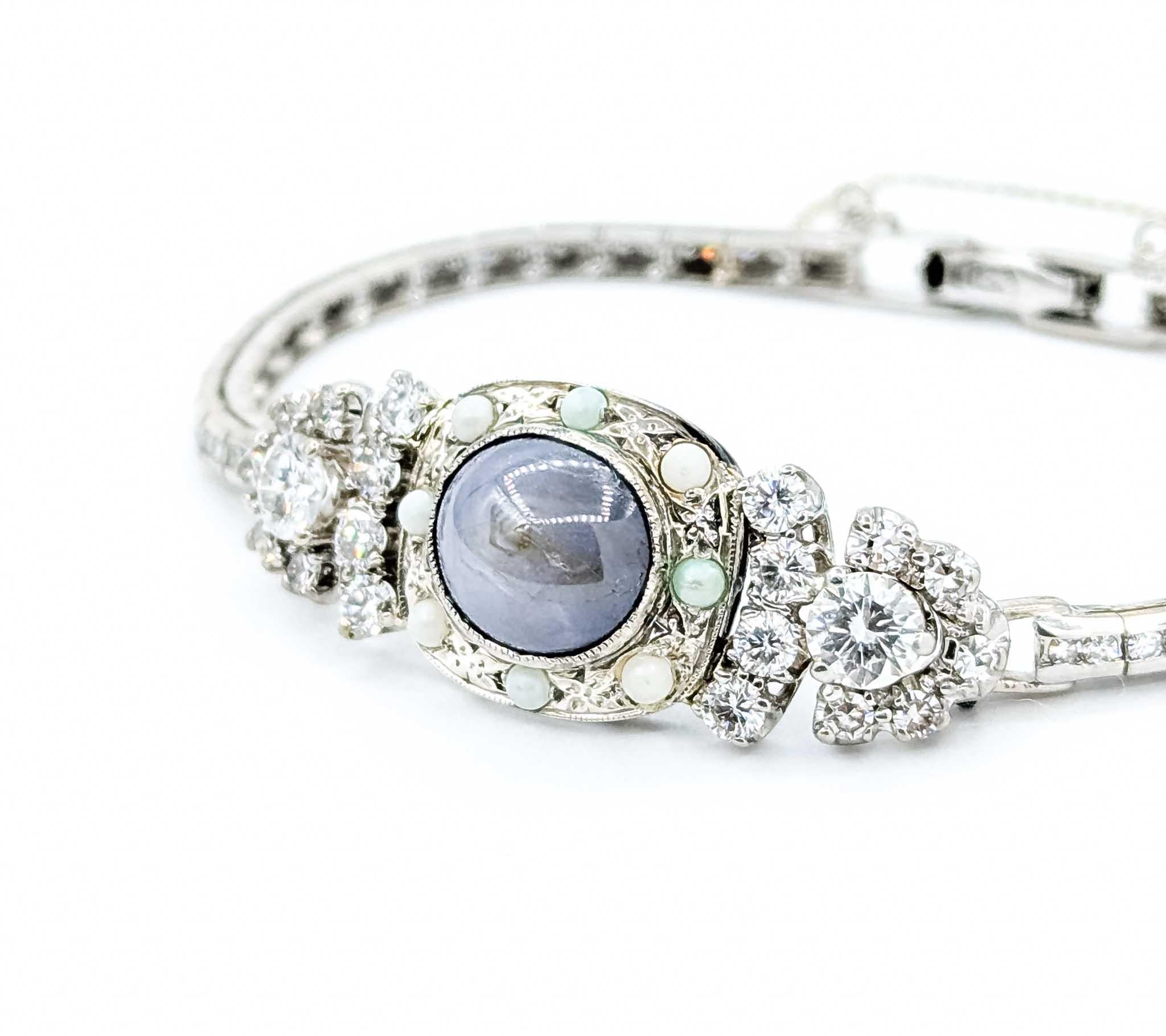 Elegante pulsera de zafiro en 14k Conversión de reloj vintage en venta 2