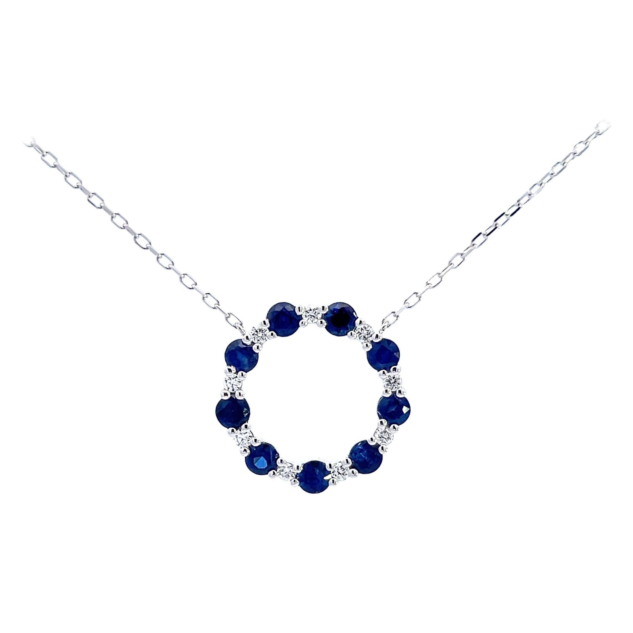 Elegant Sapphire Circle Pendant For Sale