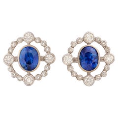 Elegant Sapphire 
Diamond 18k White Gold Earrings