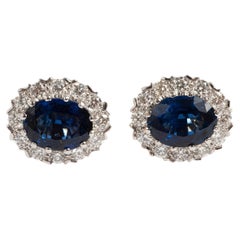 18 Carat Sapphire (2.63ct)  & Diamond (0.59ct) Diana Style Earrings