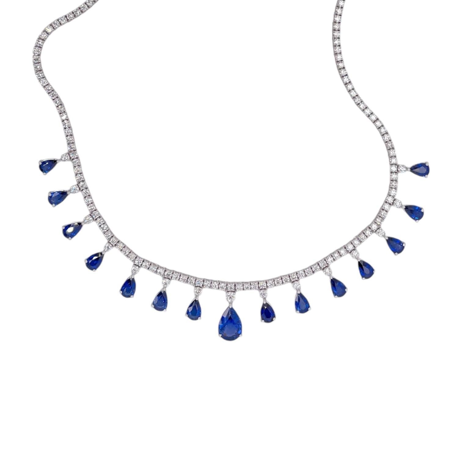 Elegante collana con zaffiro e diamante in oro bianco In condizioni Nuovo in vendita a New York, NY