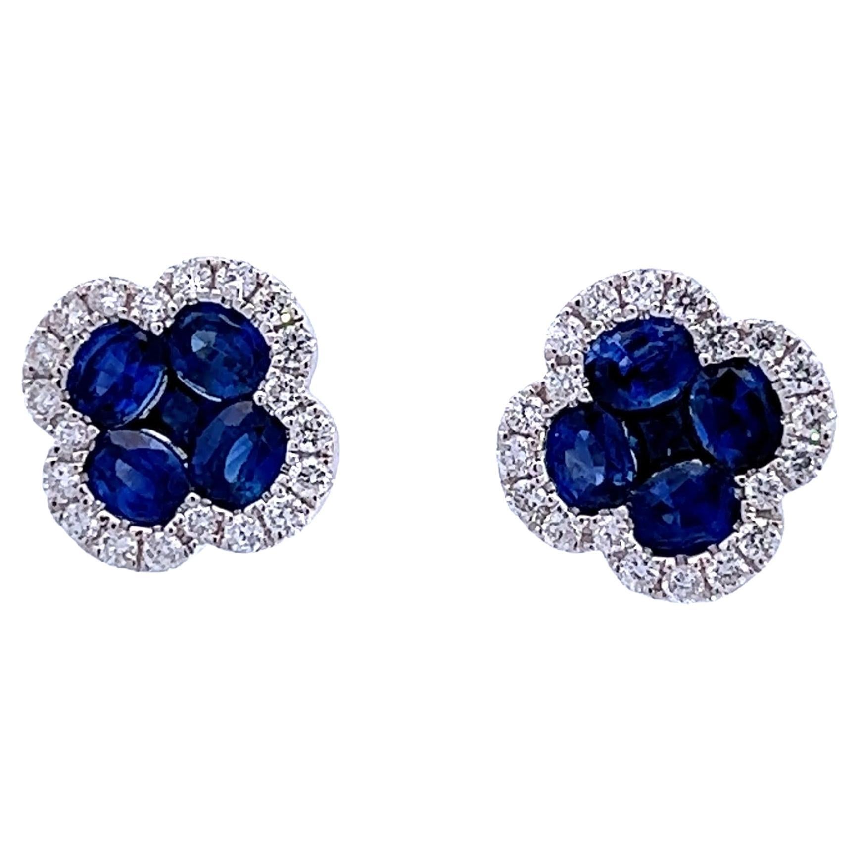 Elegant Sapphire Flower Earrings For Sale