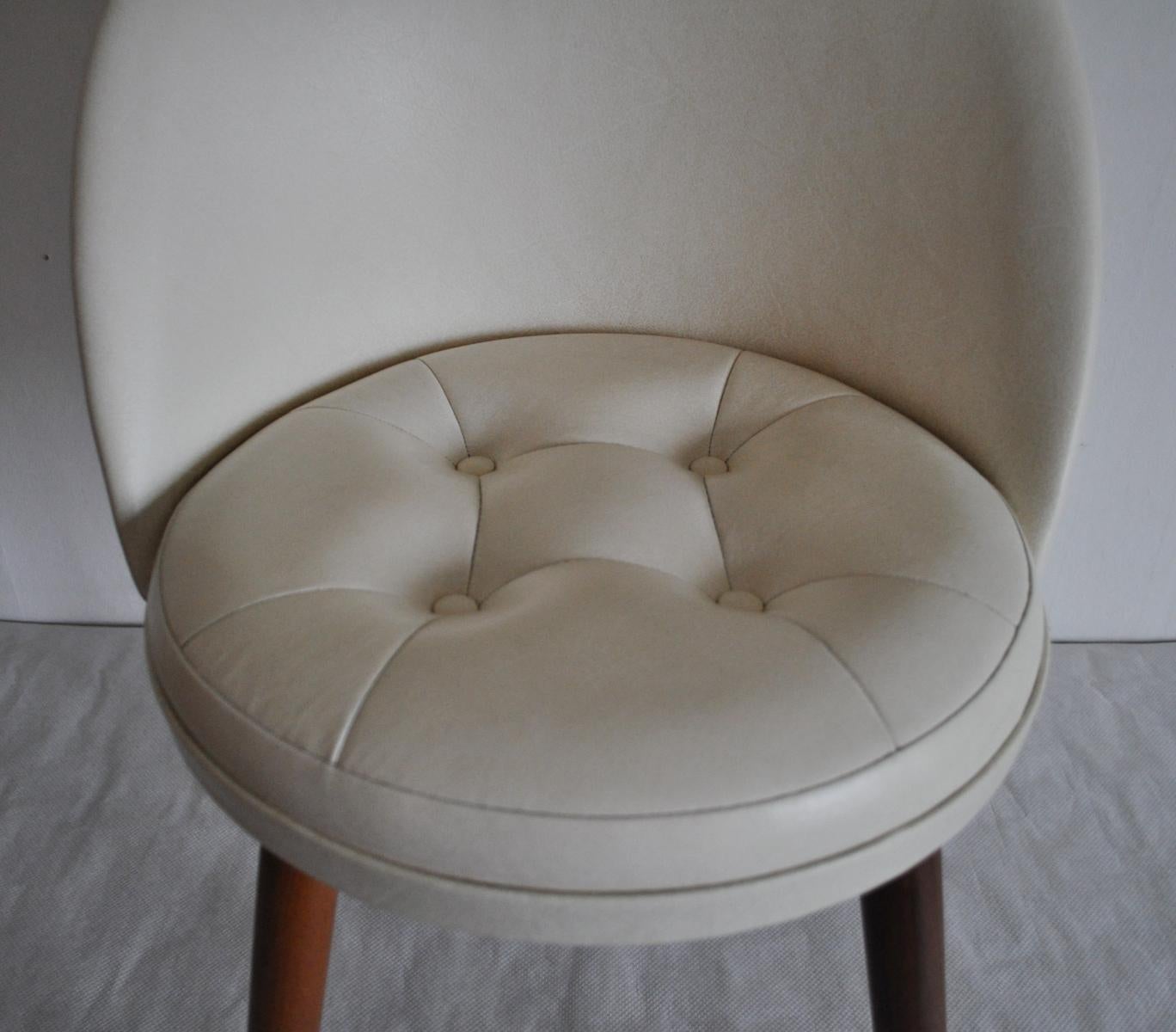 Leather Elegant Scandinavian Modern Vanity Chair Designed in the 1950s