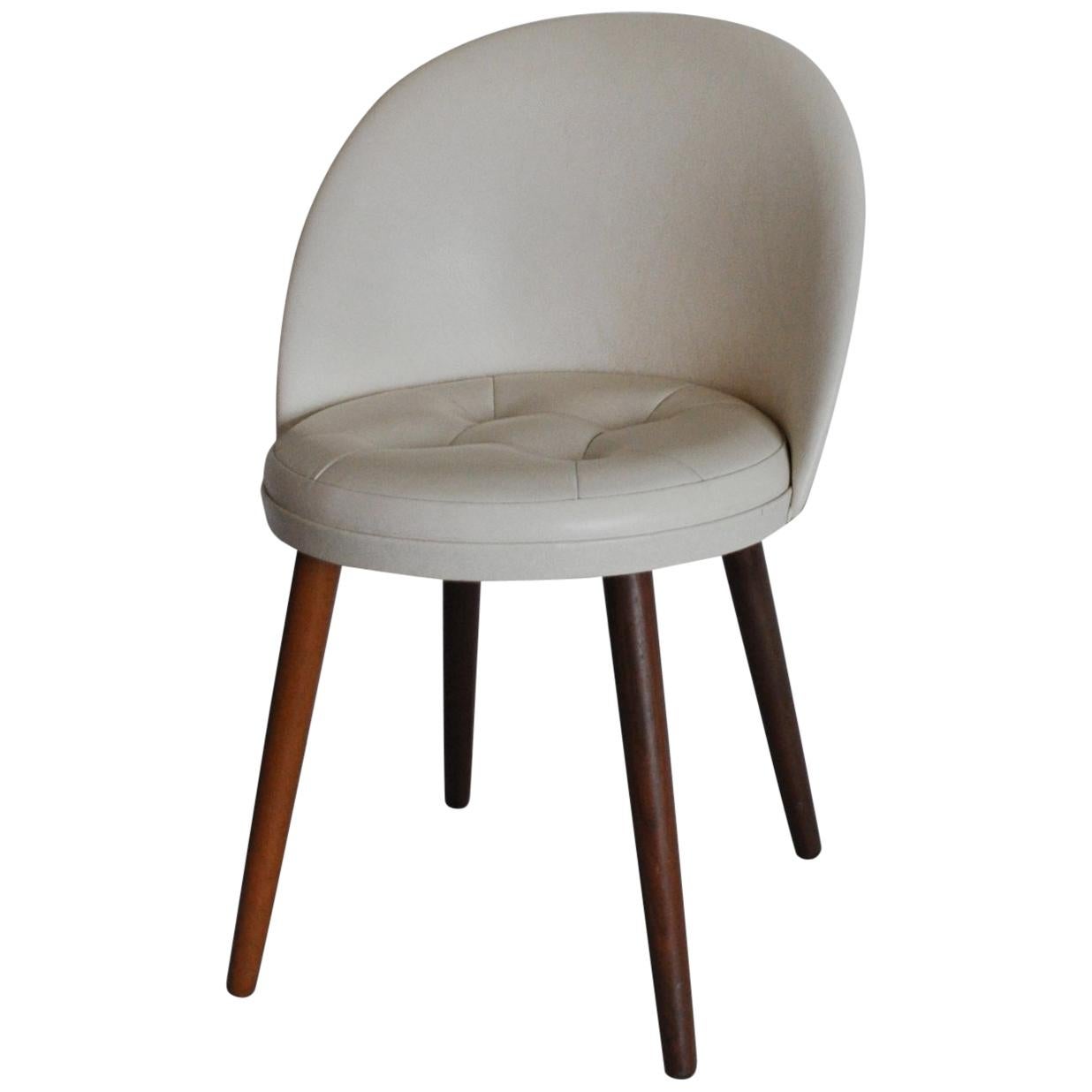 Elegant Scandinavian Modern Vanity Chair Designed in the 1950s