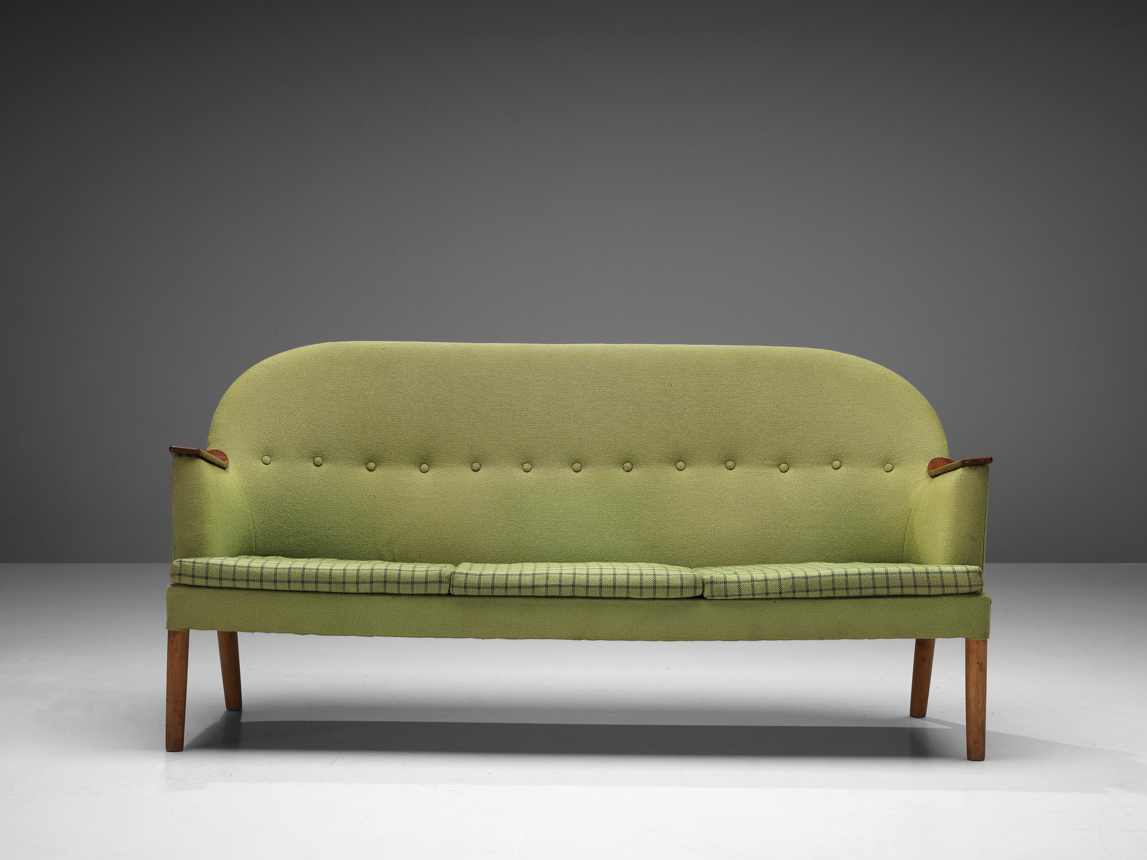 Scandinavian Modern Scandinavian Sofa in Teak and Green Upholstery  For Sale