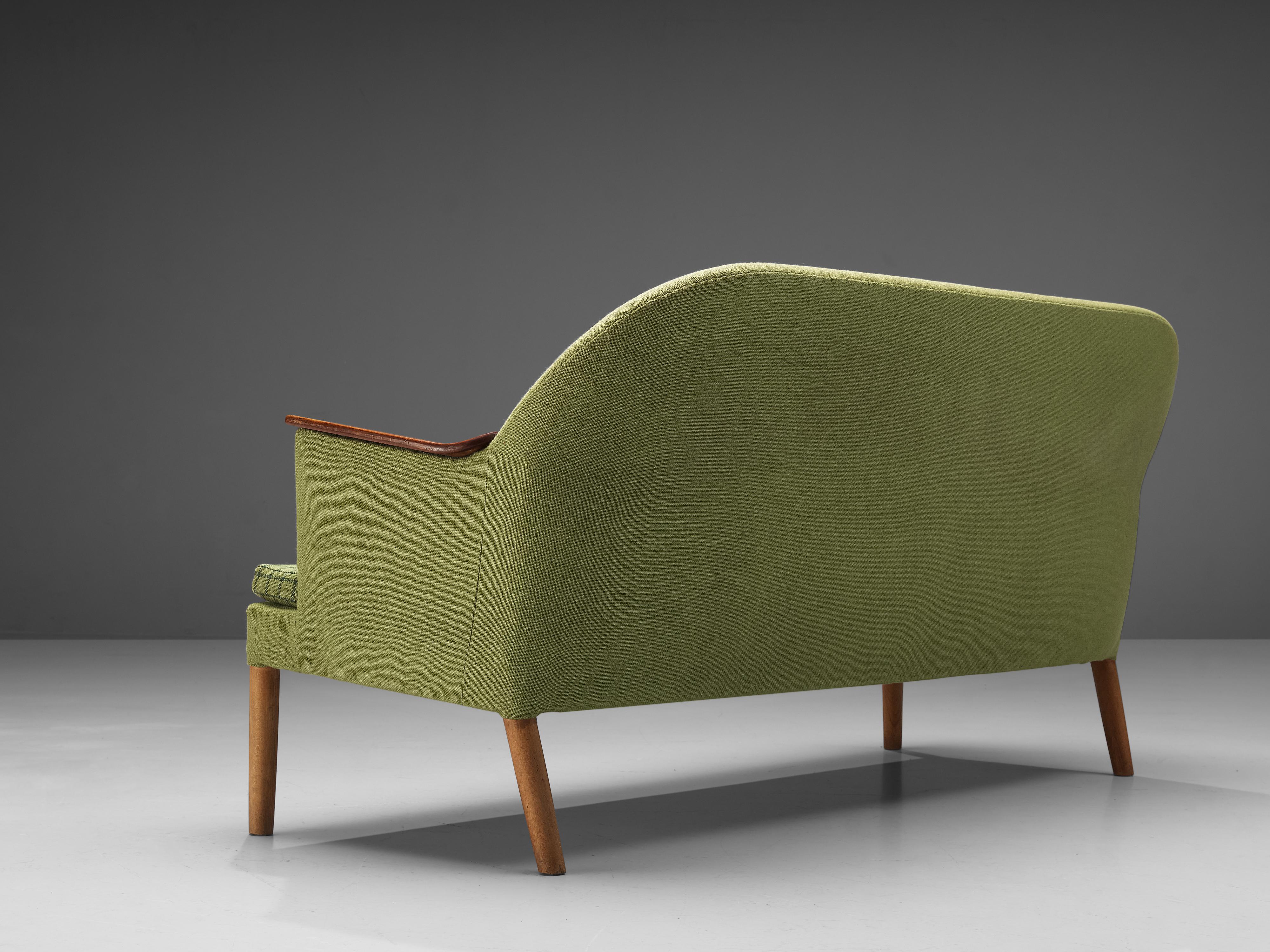 Scandinavian Sofa in Teak and Green Upholstery  In Good Condition For Sale In Waalwijk, NL