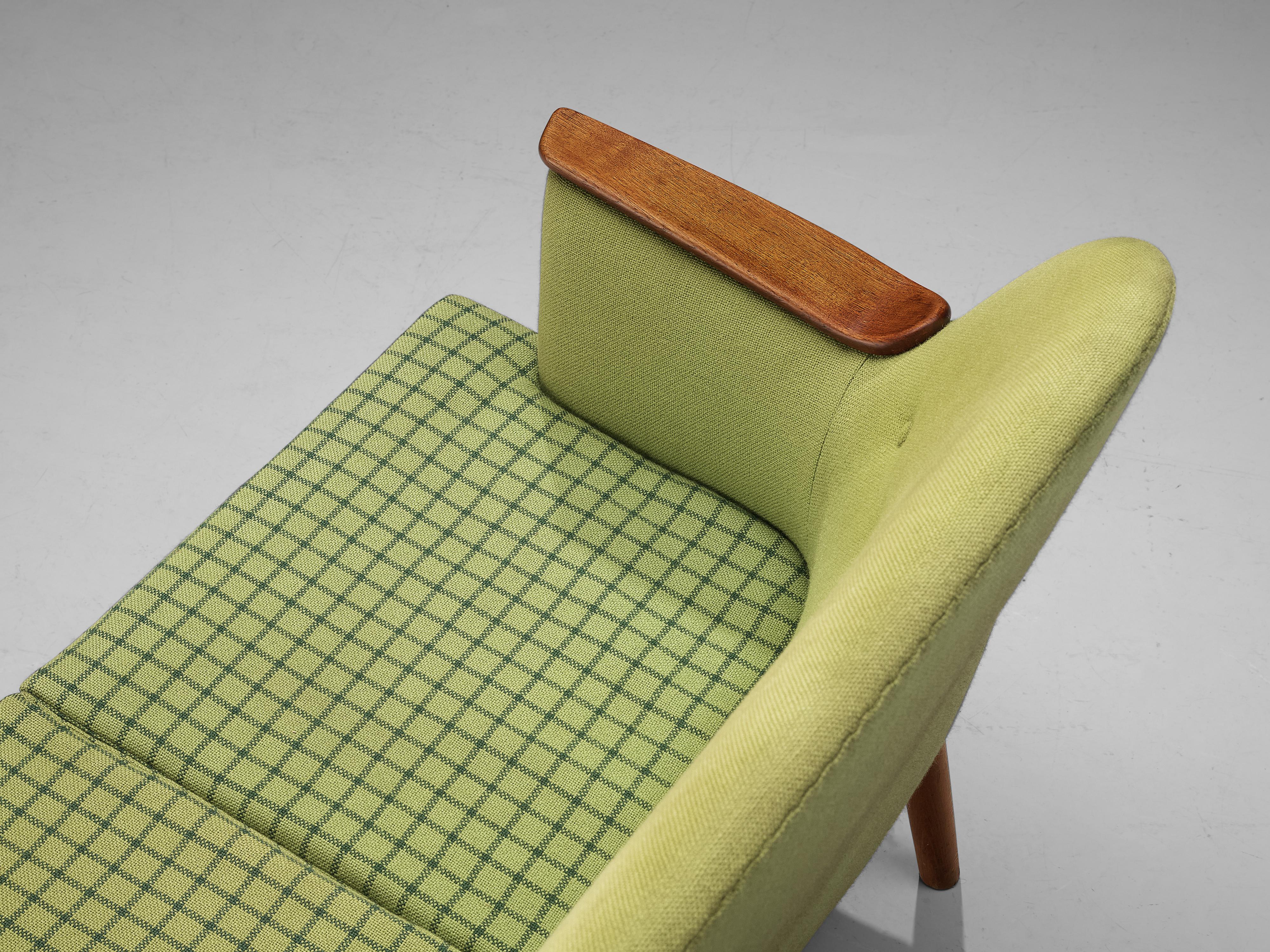 Mid-20th Century Scandinavian Sofa in Teak and Green Upholstery For Sale