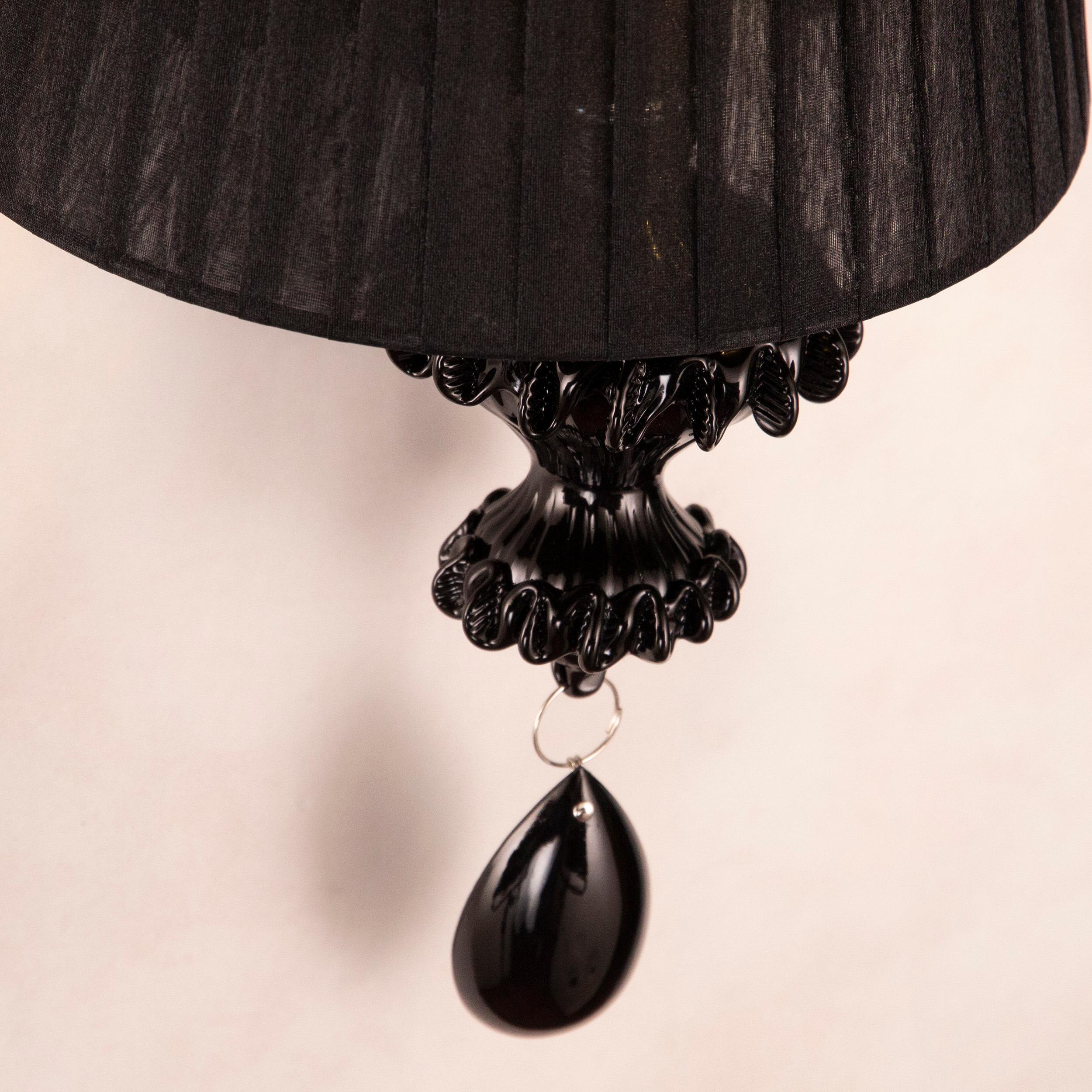Blown Glass Elegant Sconce 1 Arm black Murano Glass Montecristo by Multiforme For Sale