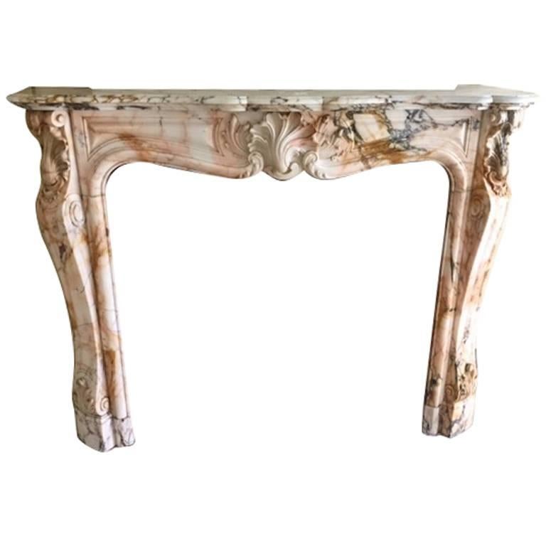 LOUIS XV Style Fireplace in Skyros Marble For Sale 4