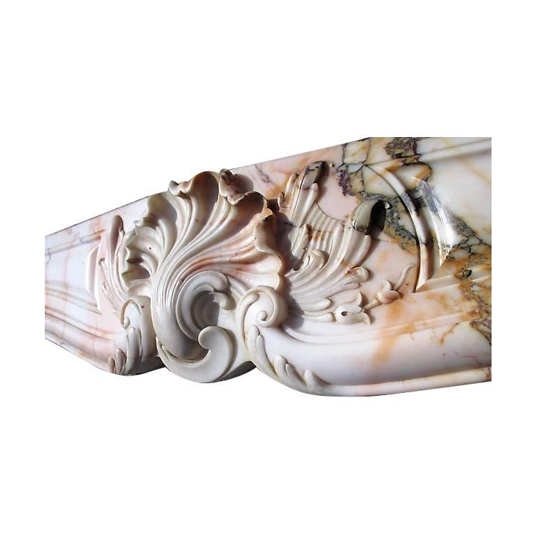 LOUIS XV Style Fireplace in Skyros Marble For Sale 2