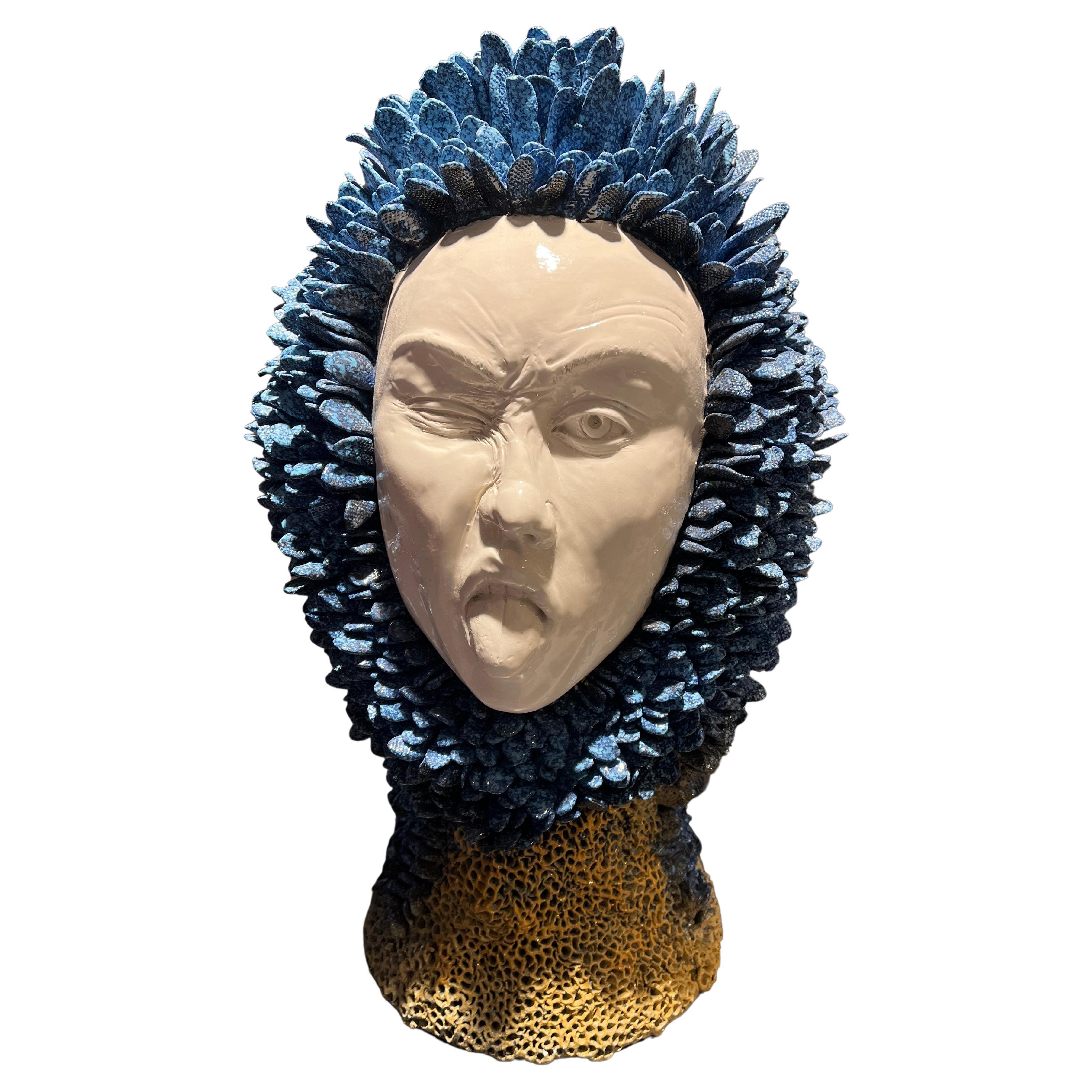 Elegant Sea Head Ceramic Centerpiece Handmade in Italy without Mold, 2023